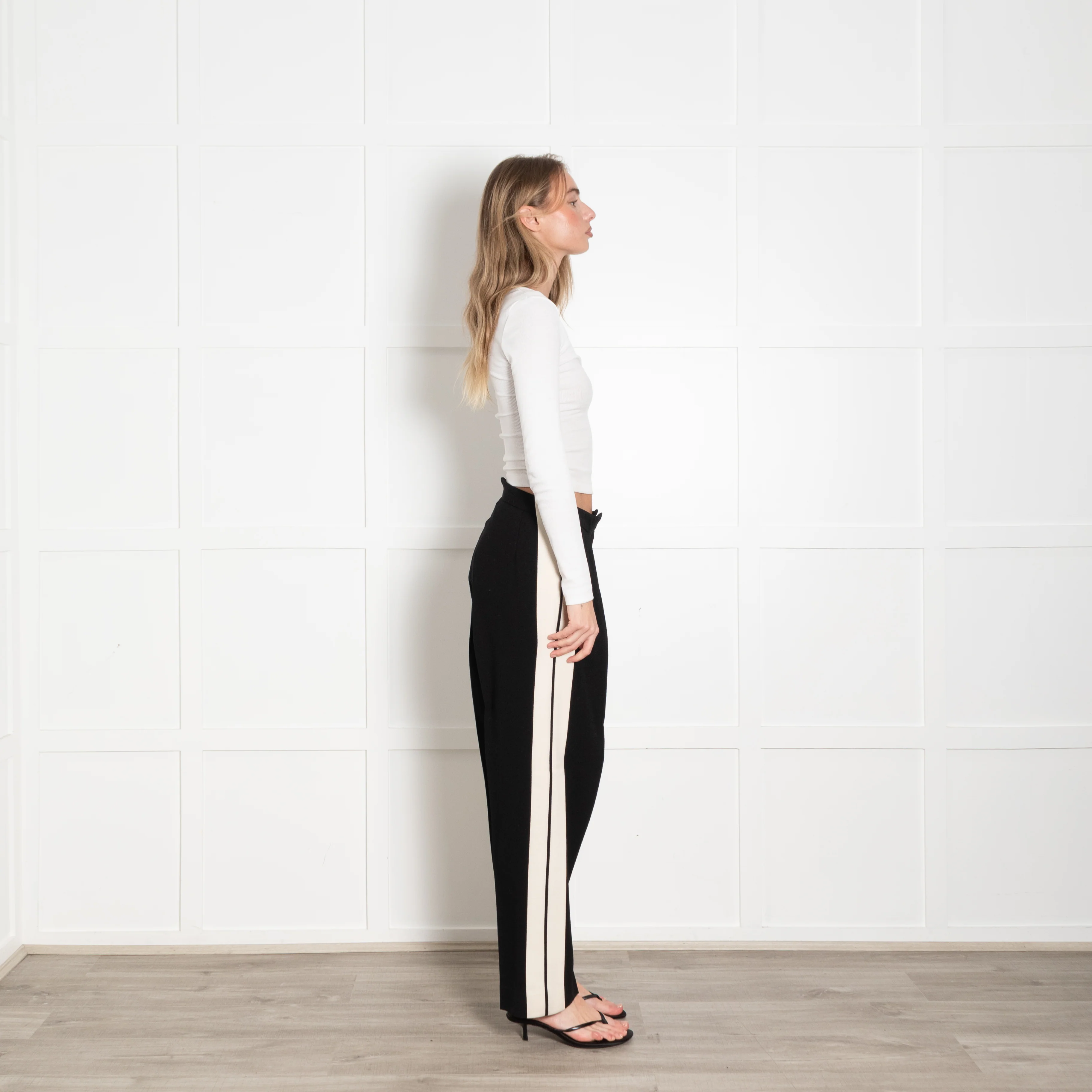 Alexander McQueen Black Cream Side Stripe Trousers - Image 7