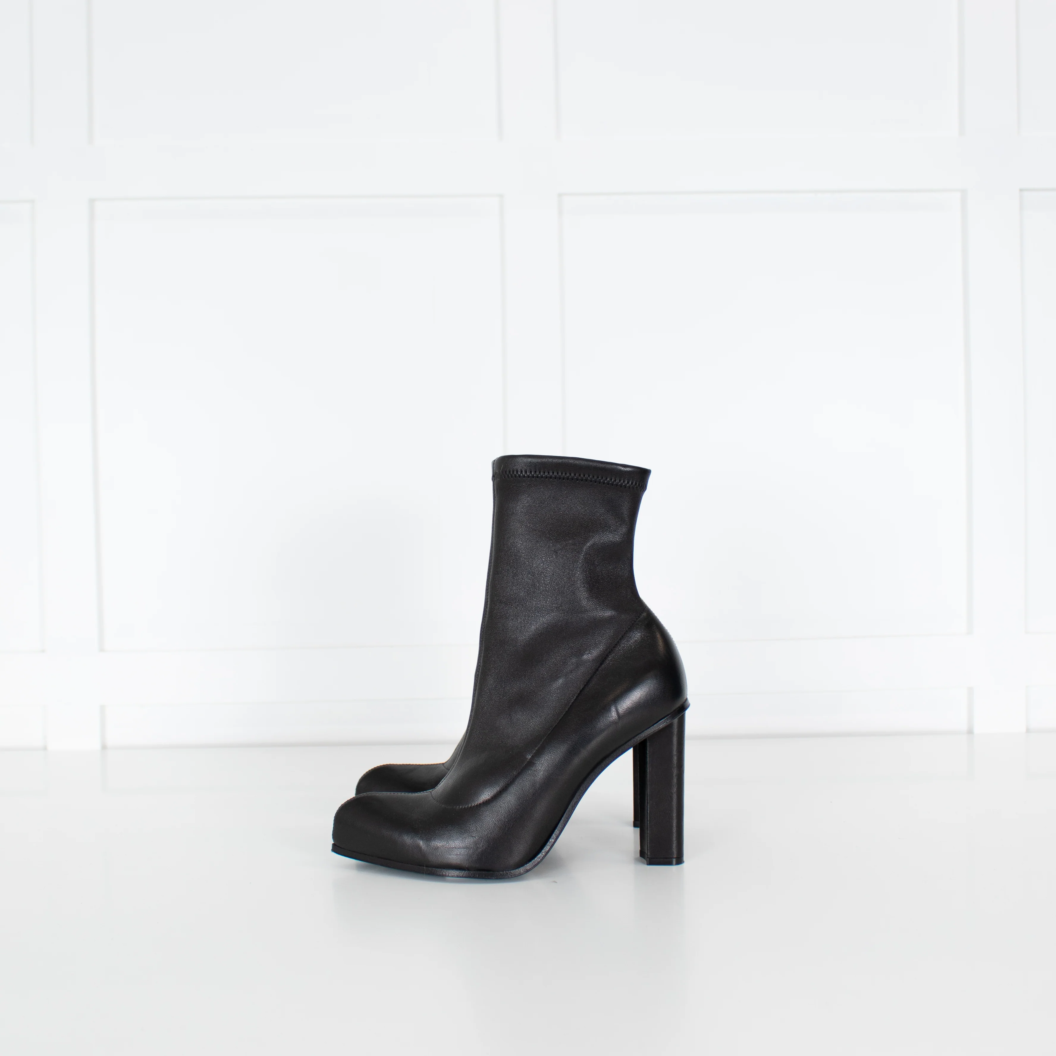 Alexander McQueen Black Leather Pull On Sock Boots - Image 3