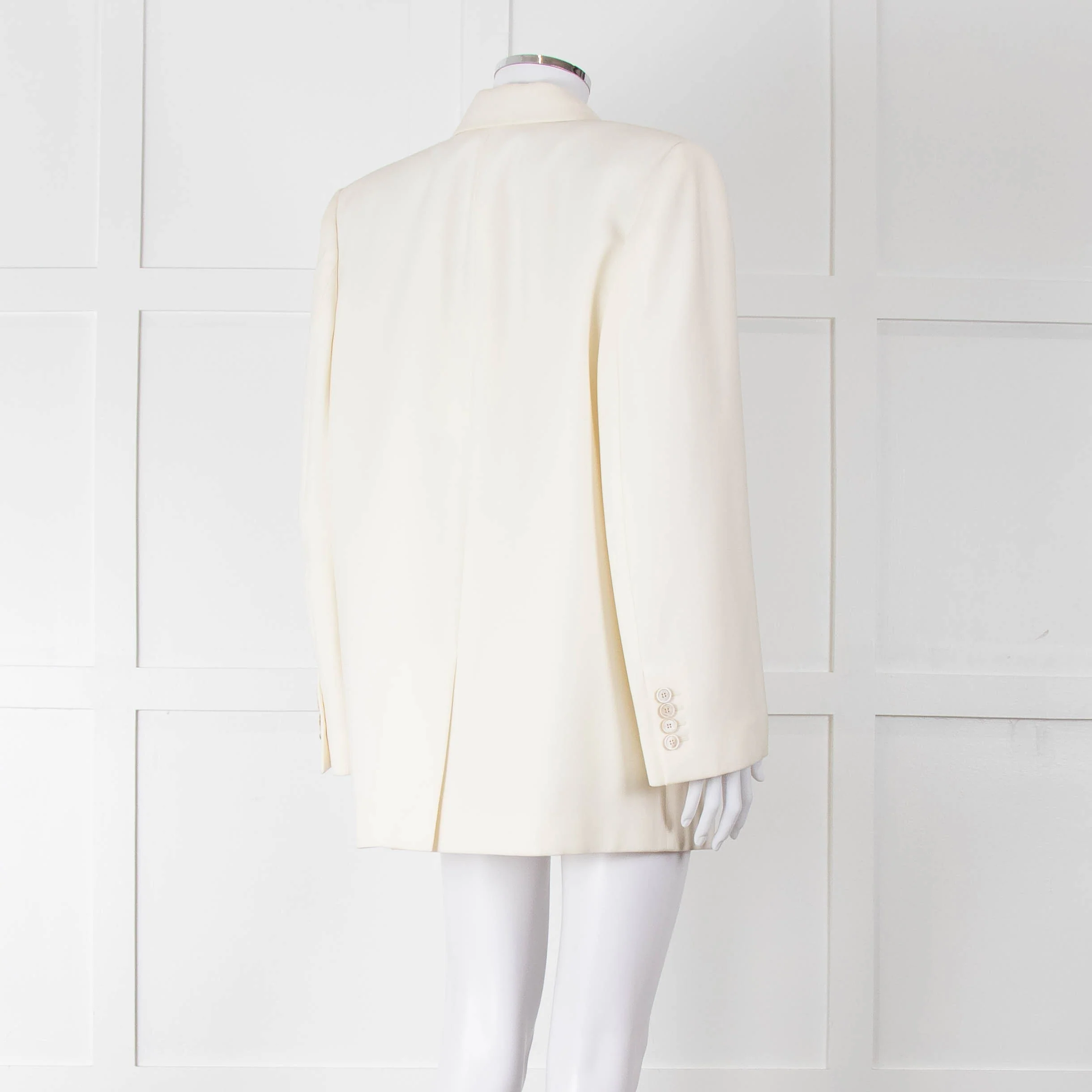 Alexander McQueen Cream Asymmetric Exaggerated Shoulder Blazer - Image 4