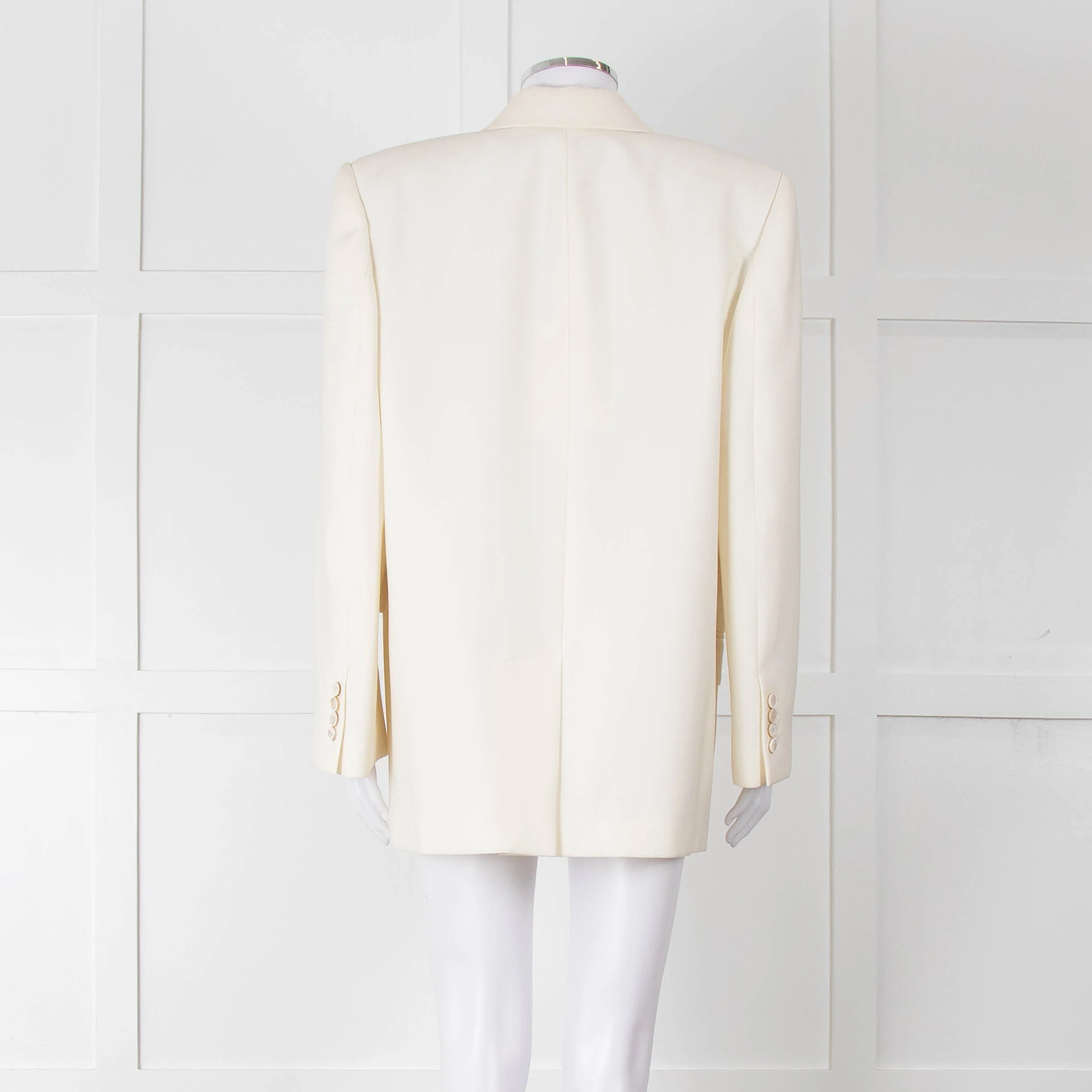 Alexander McQueen Cream Asymmetric Exaggerated Shoulder Blazer - Image 5