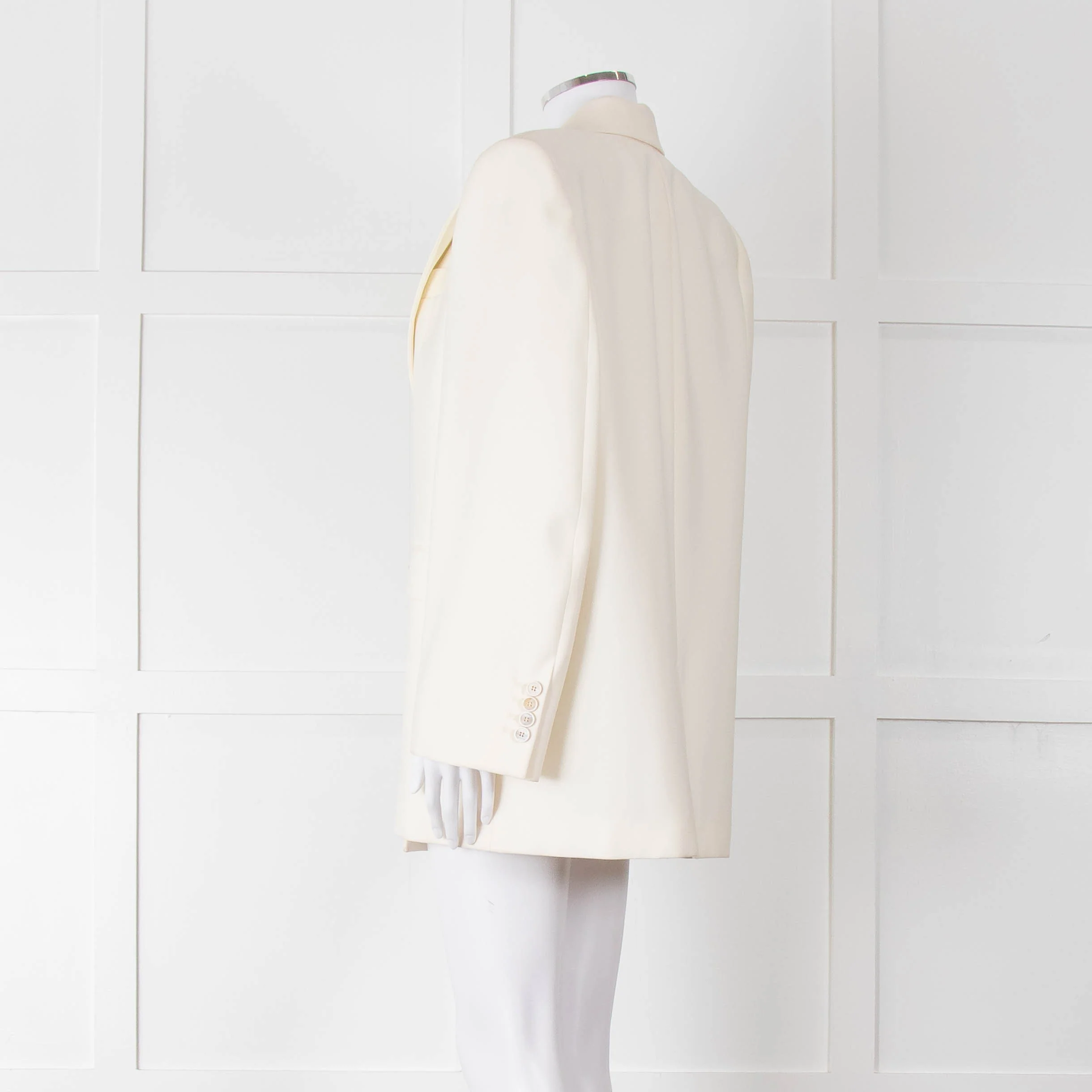 Alexander McQueen Cream Asymmetric Exaggerated Shoulder Blazer - Image 6