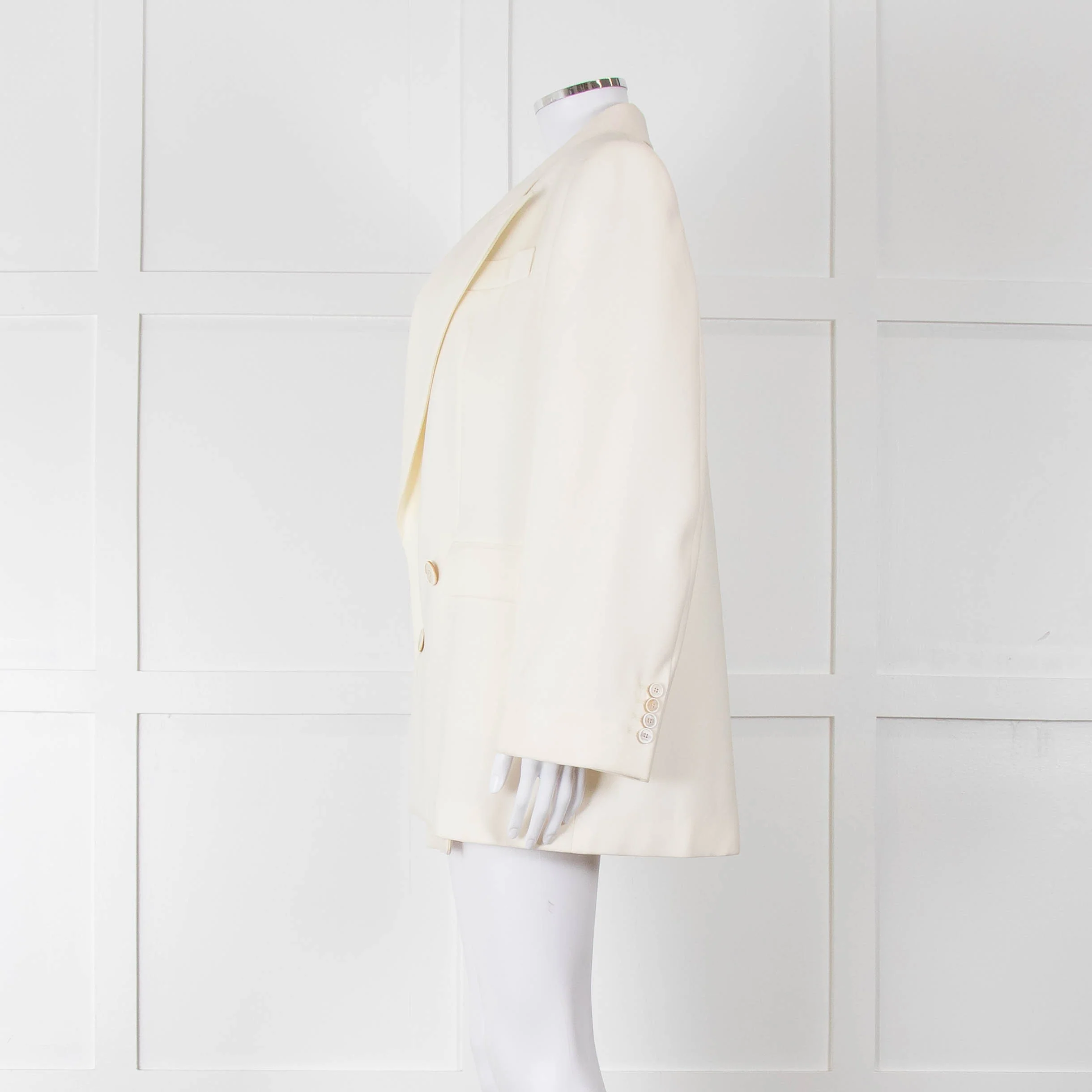 Alexander McQueen Cream Asymmetric Exaggerated Shoulder Blazer - Image 7