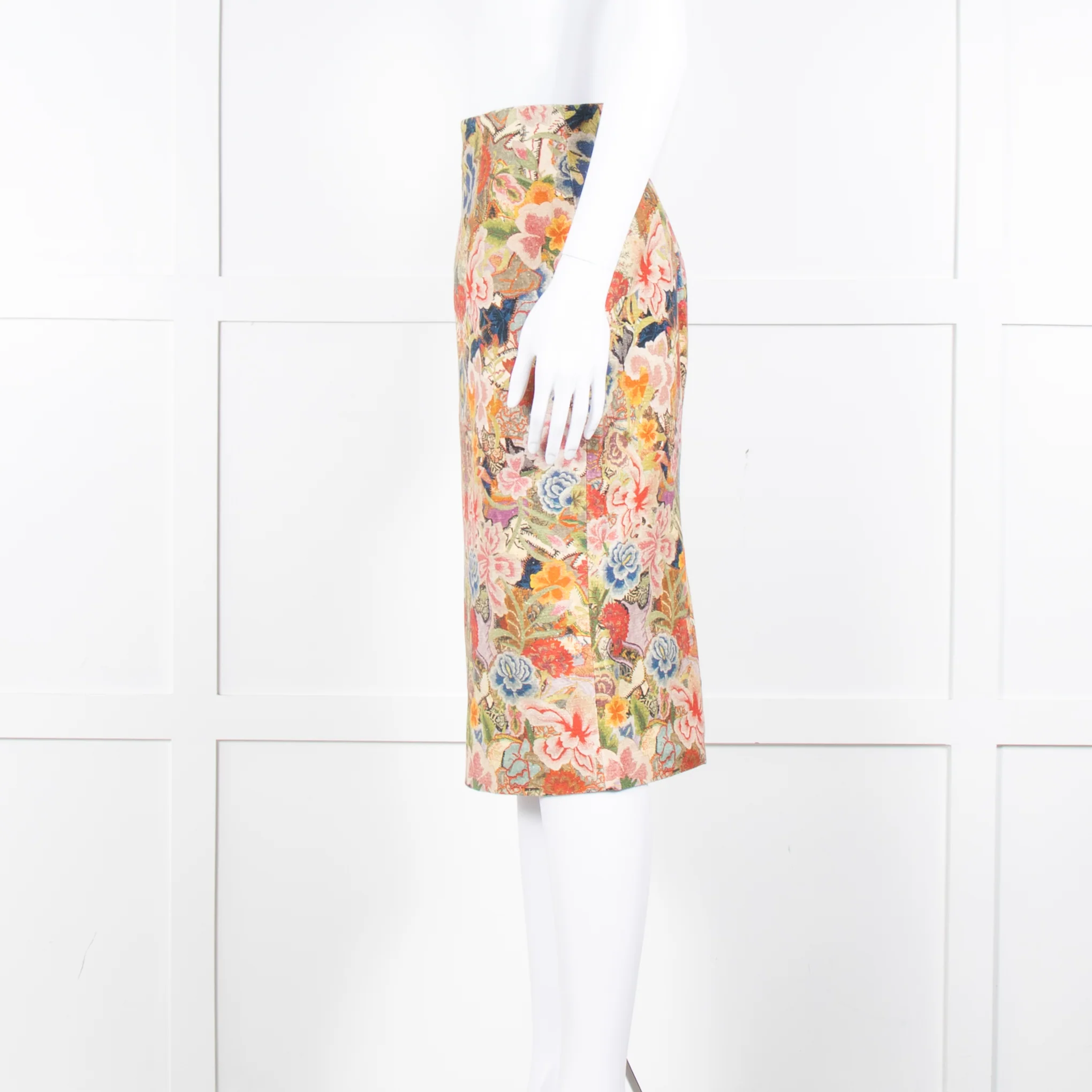 Alexander McQueen Multi Colour Floral Pencil Skirt - Image 7