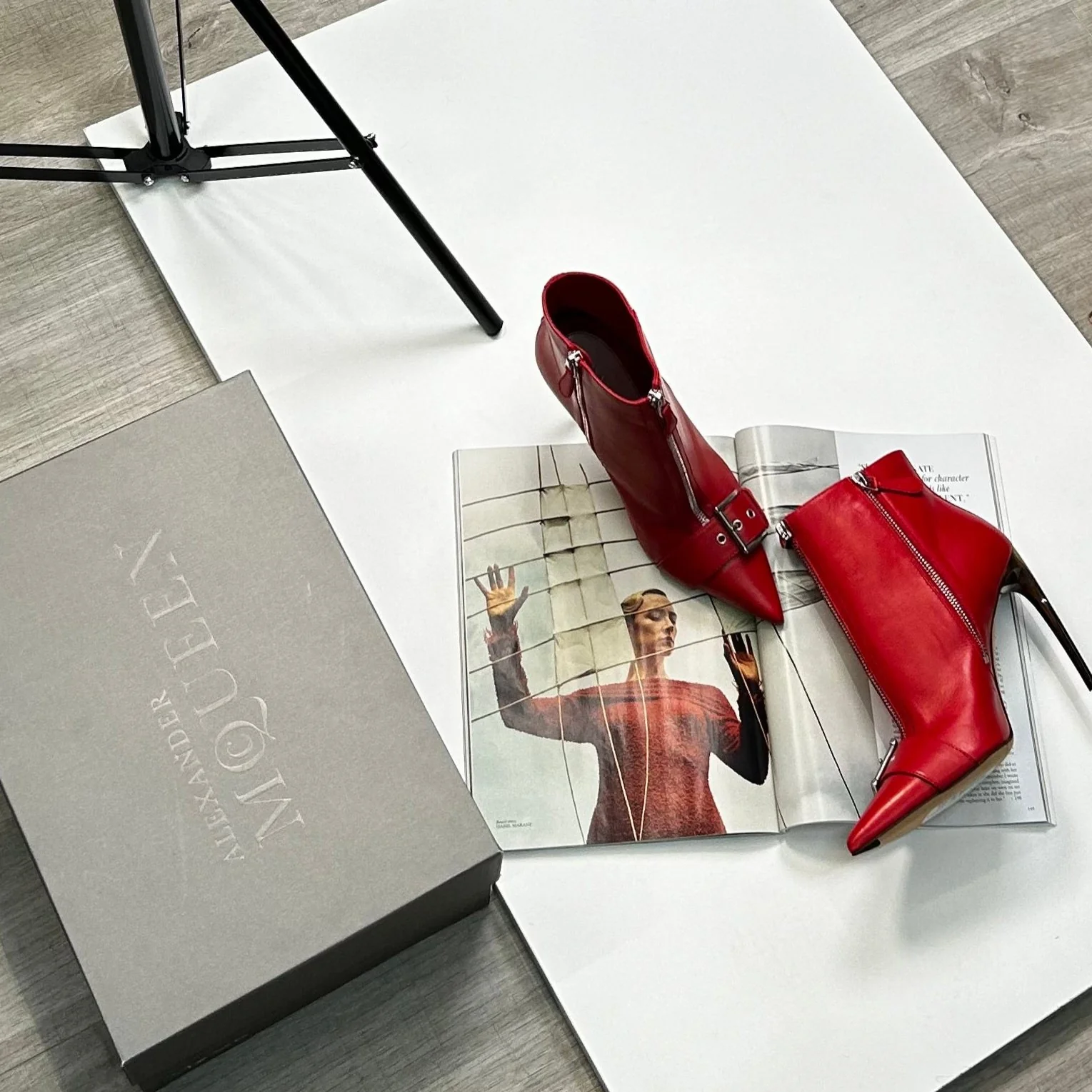 Alexander McQueen Red Zip Up High Heel Ankle Boot - Image 10
