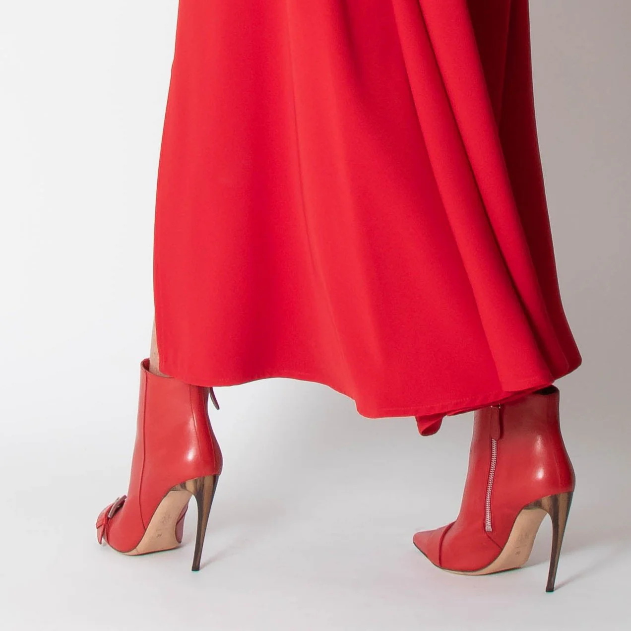 Alexander McQueen Red Zip Up High Heel Ankle Boot - Image 12