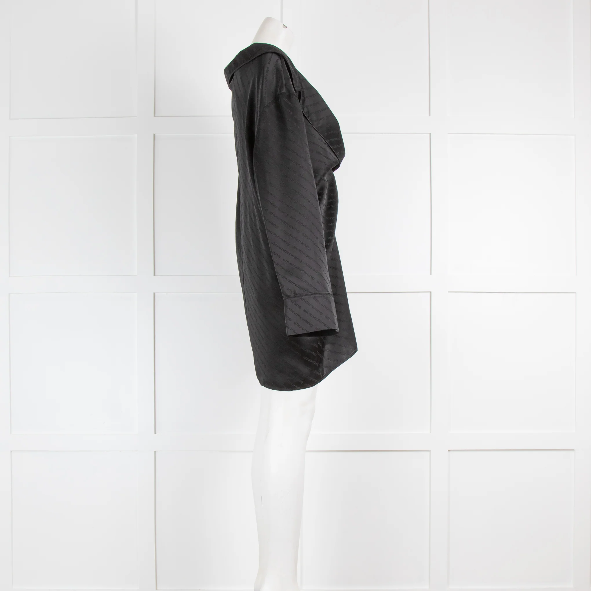 Alexander Wang Black Logo Print Mini Shirt Dress - Image 2