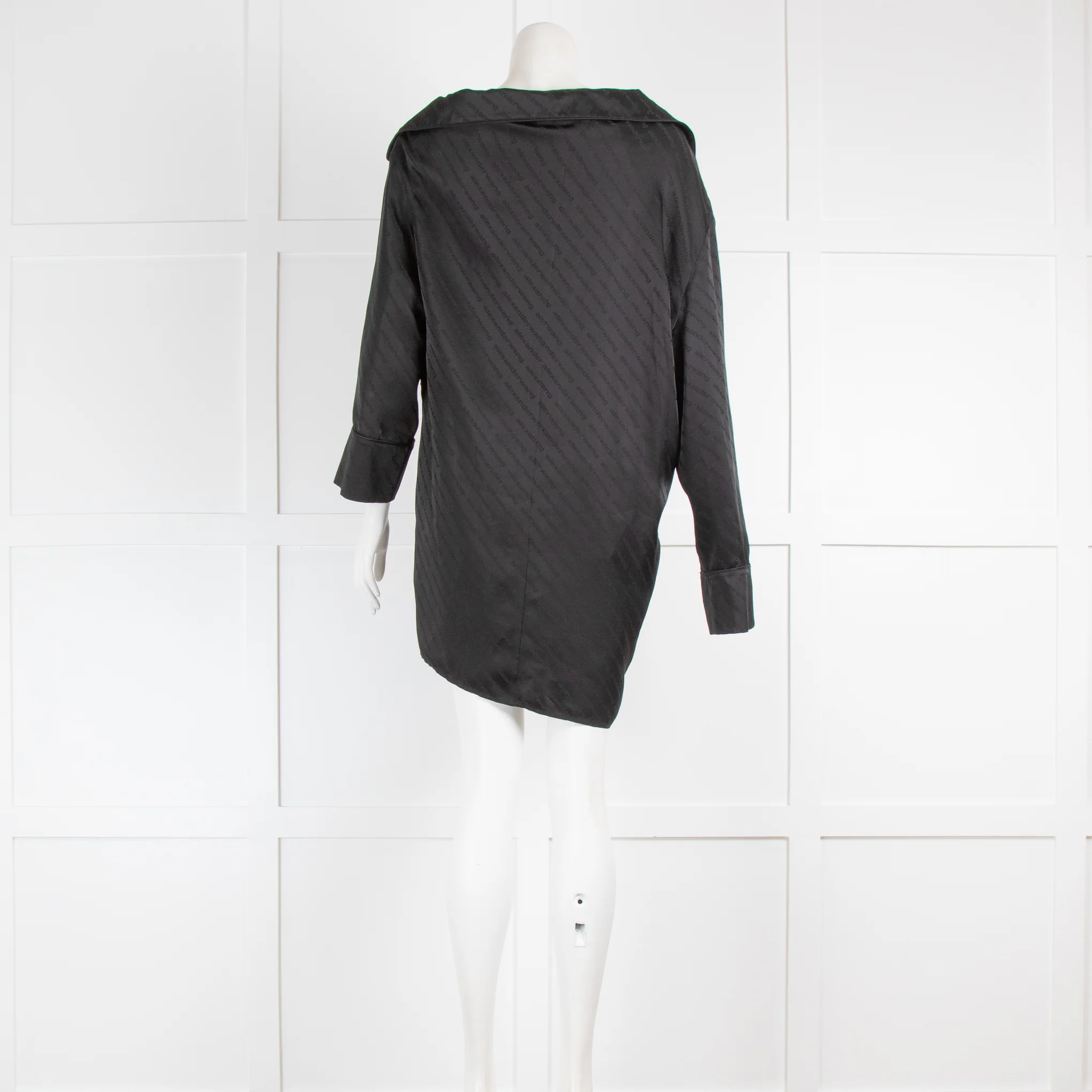 Alexander Wang Black Logo Print Mini Shirt Dress - Image 3
