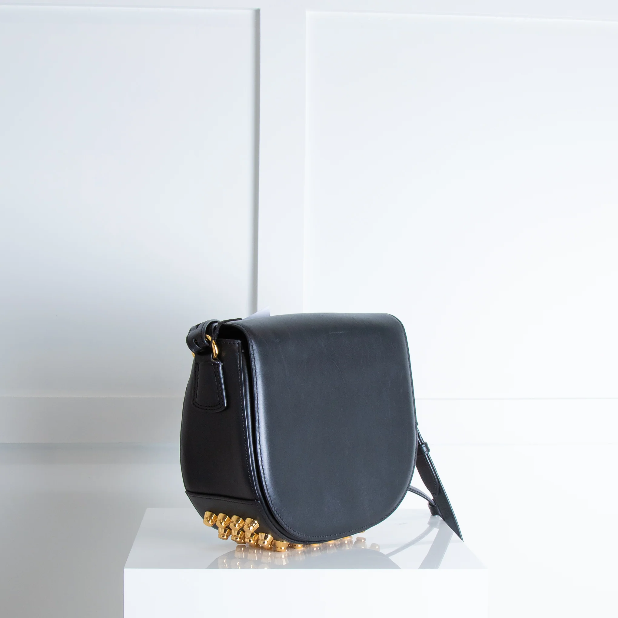 Alexander Wang Black Leather Gold Stud Cross Body Bag - Image 2