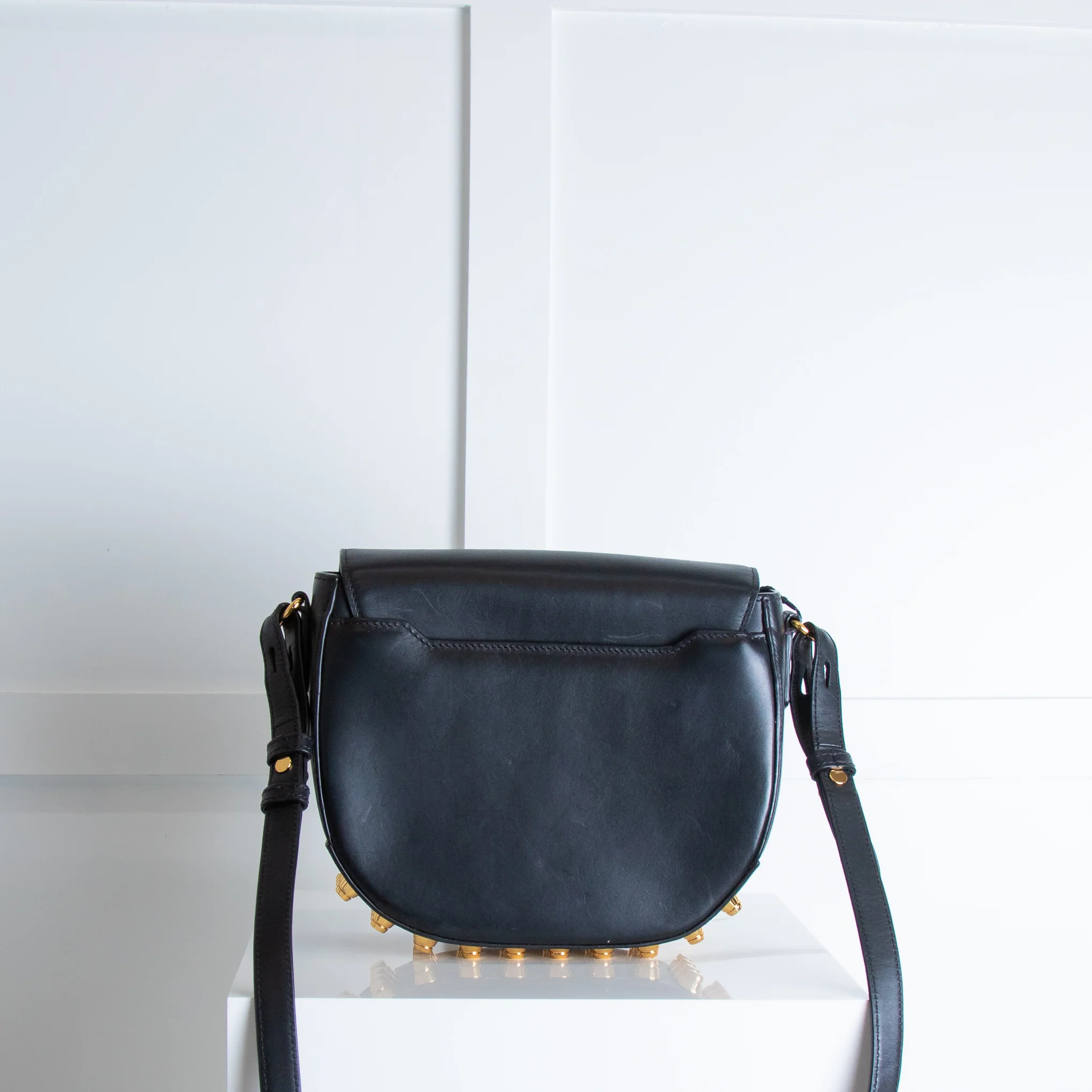 Alexander Wang Black Leather Gold Stud Cross Body Bag - Image 4