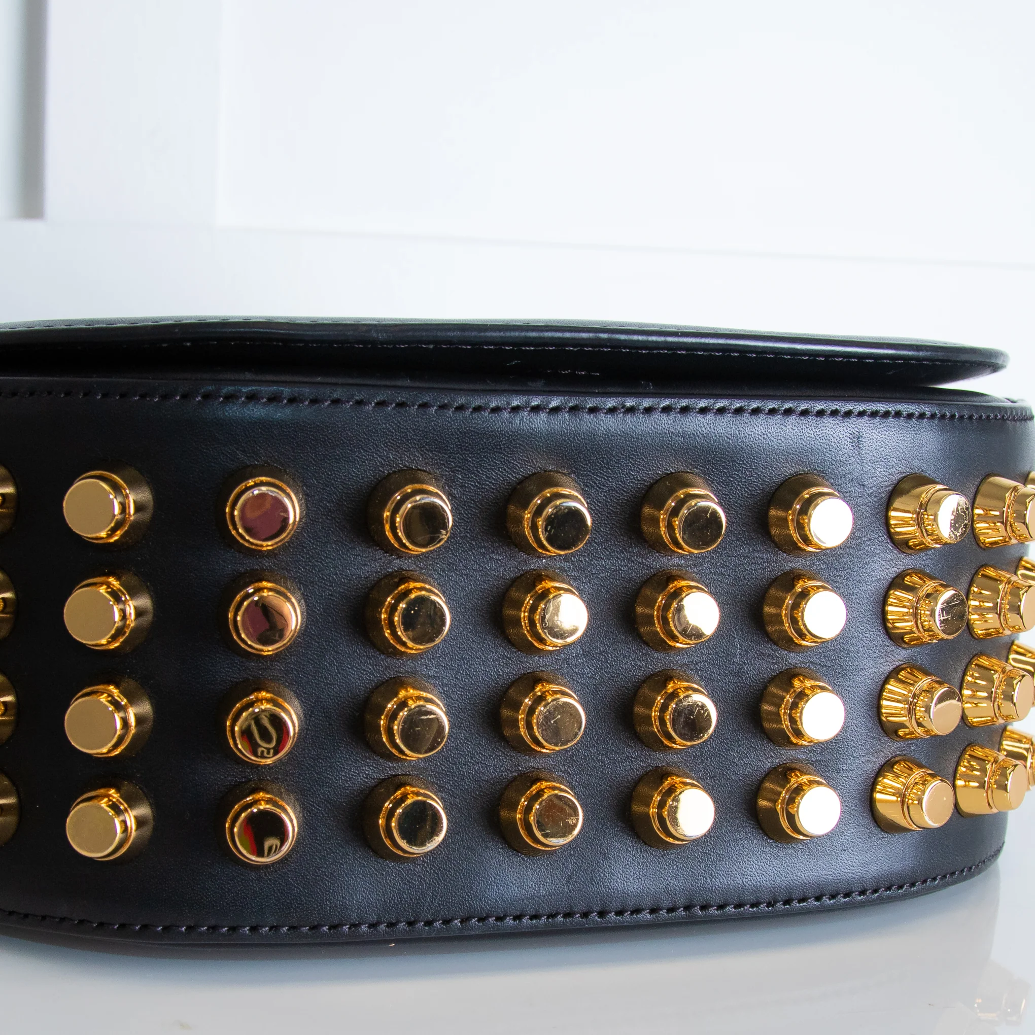 Alexander Wang Black Leather Gold Stud Cross Body Bag - Image 6
