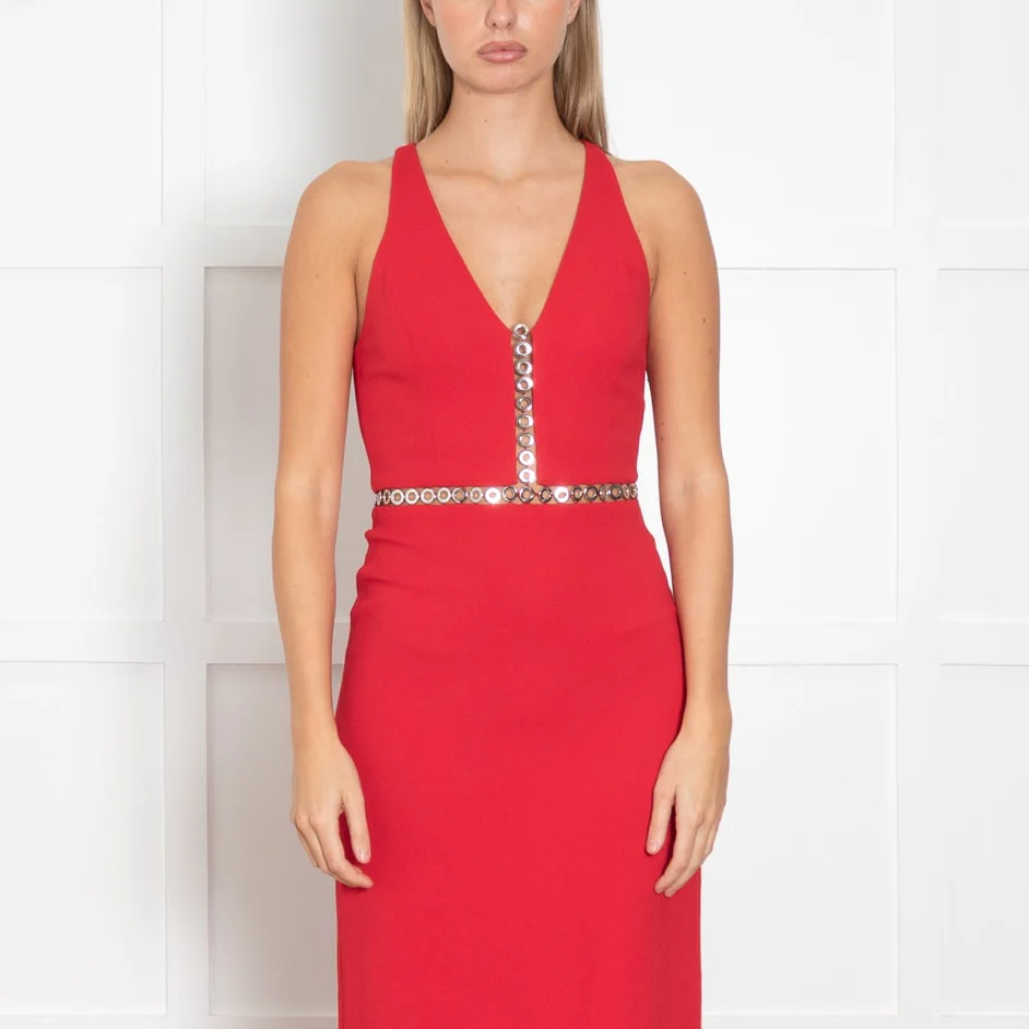 Alexander Wang Red Eyelet Column Dress - Image 2