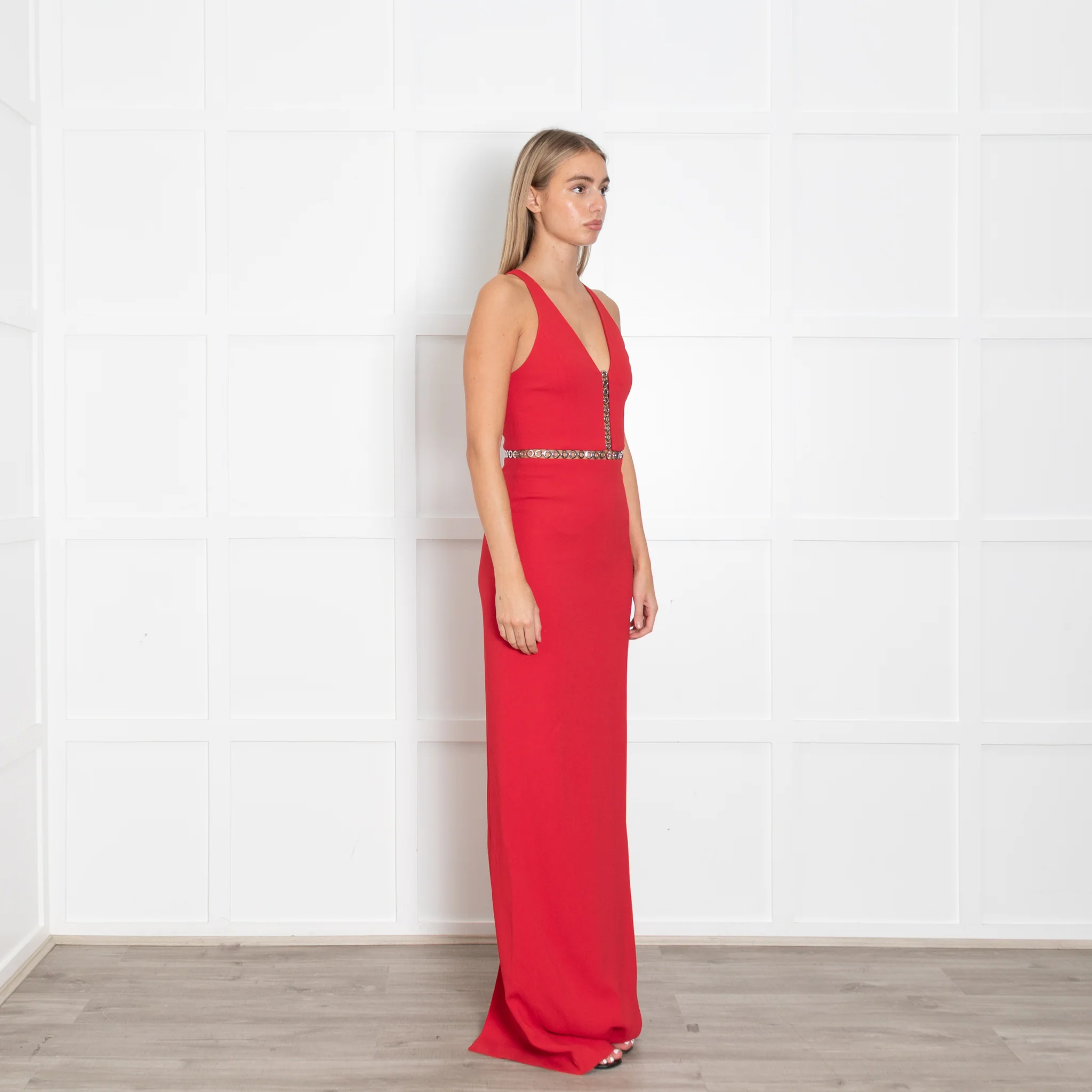 Alexander Wang Red Eyelet Column Dress - Image 7