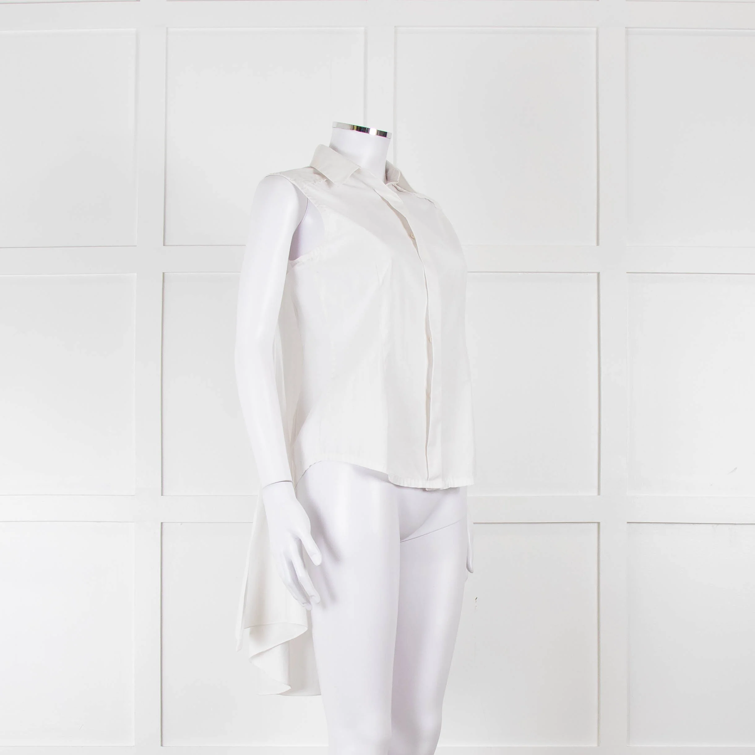 Alexander Wang White Cotton Sleeveless Shirt With Cape Effect - Image 2