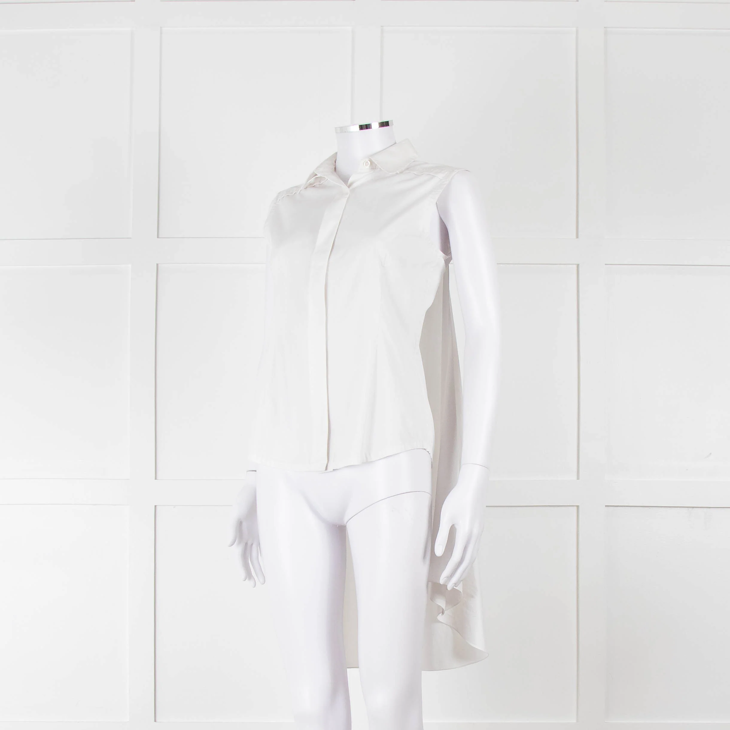 Alexander Wang White Cotton Sleeveless Shirt With Cape Effect - Image 8