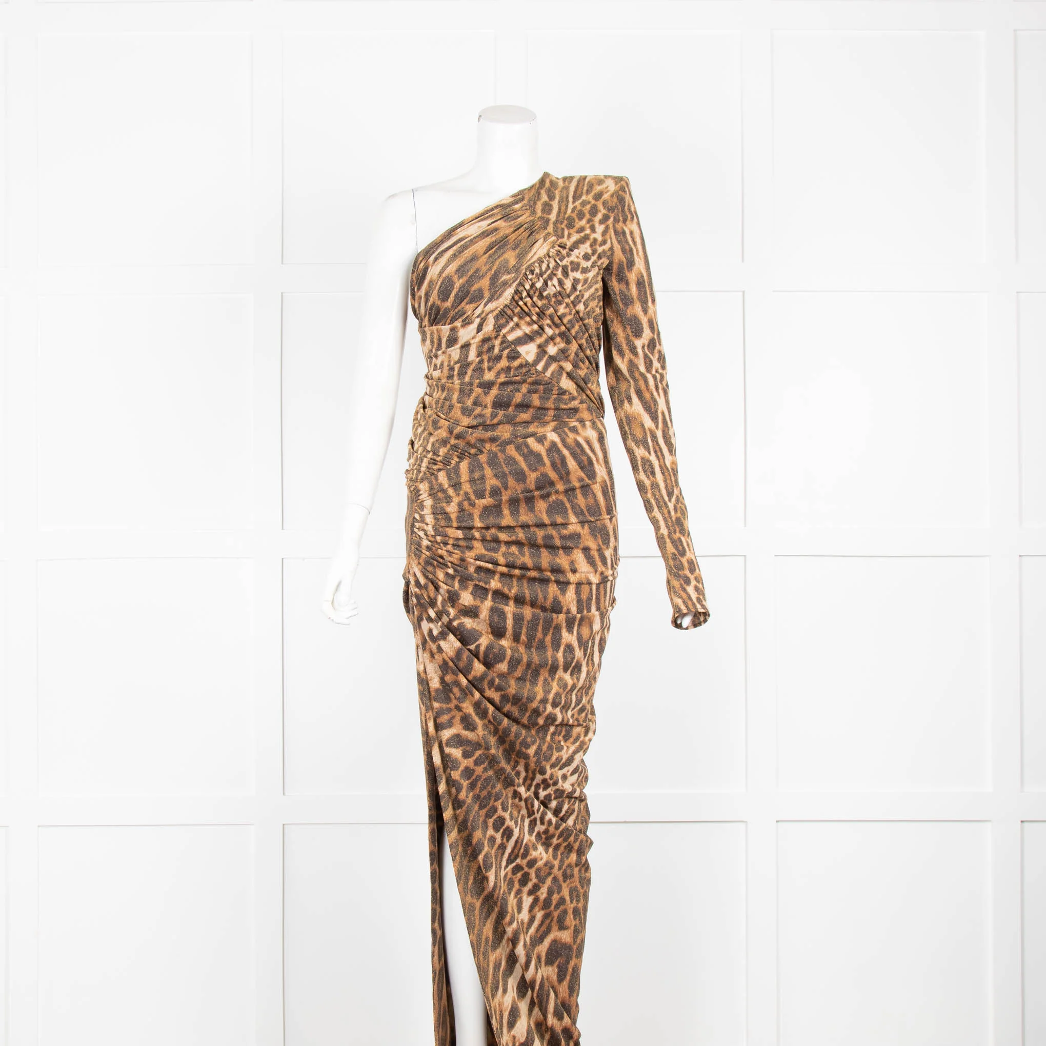 Alexandre Vauthier  Leopard Lurex One Shoulder Dress