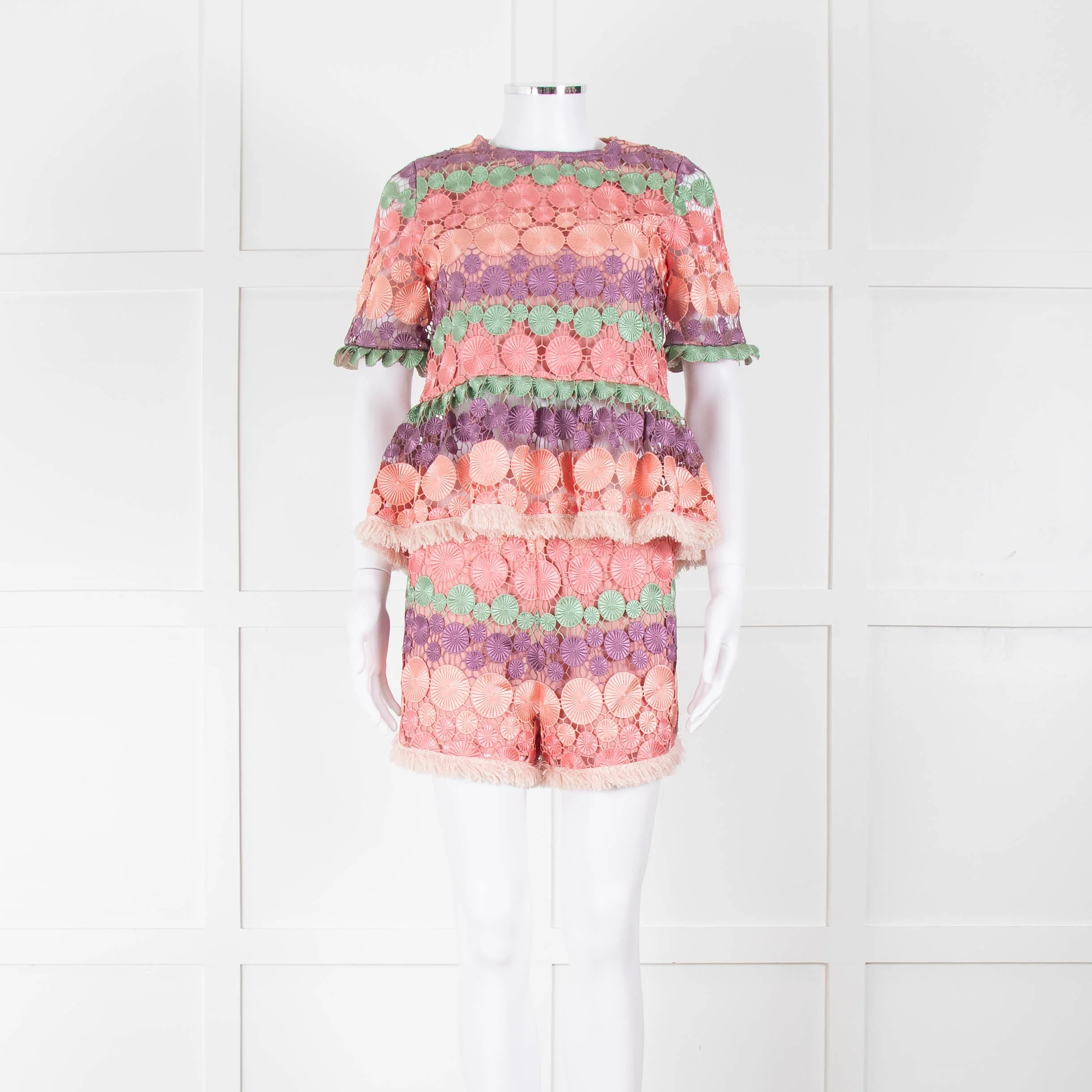 Alexis Pastel Pink Cut Out Shorts With Pink Trim Hem