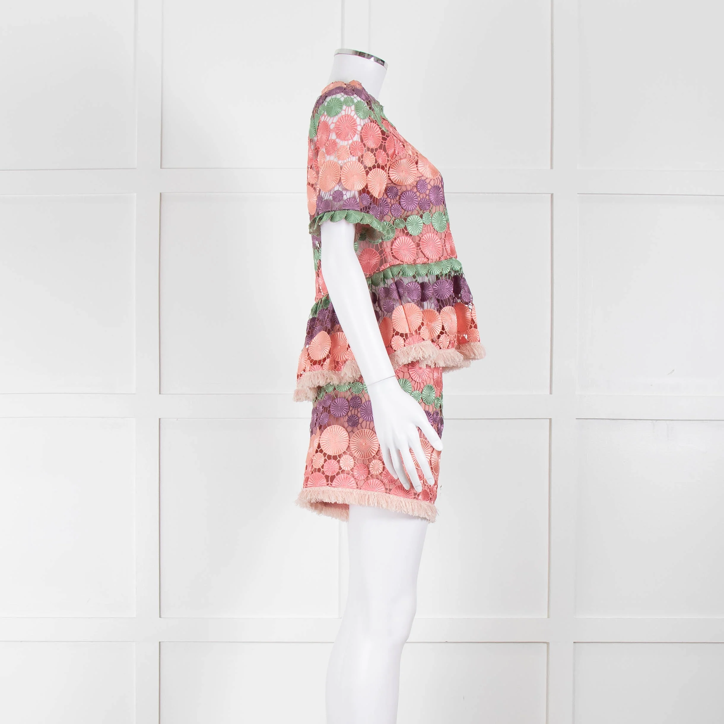 Alexis Pastel Pink Cut Out Shorts With Pink Trim Hem - Image 4