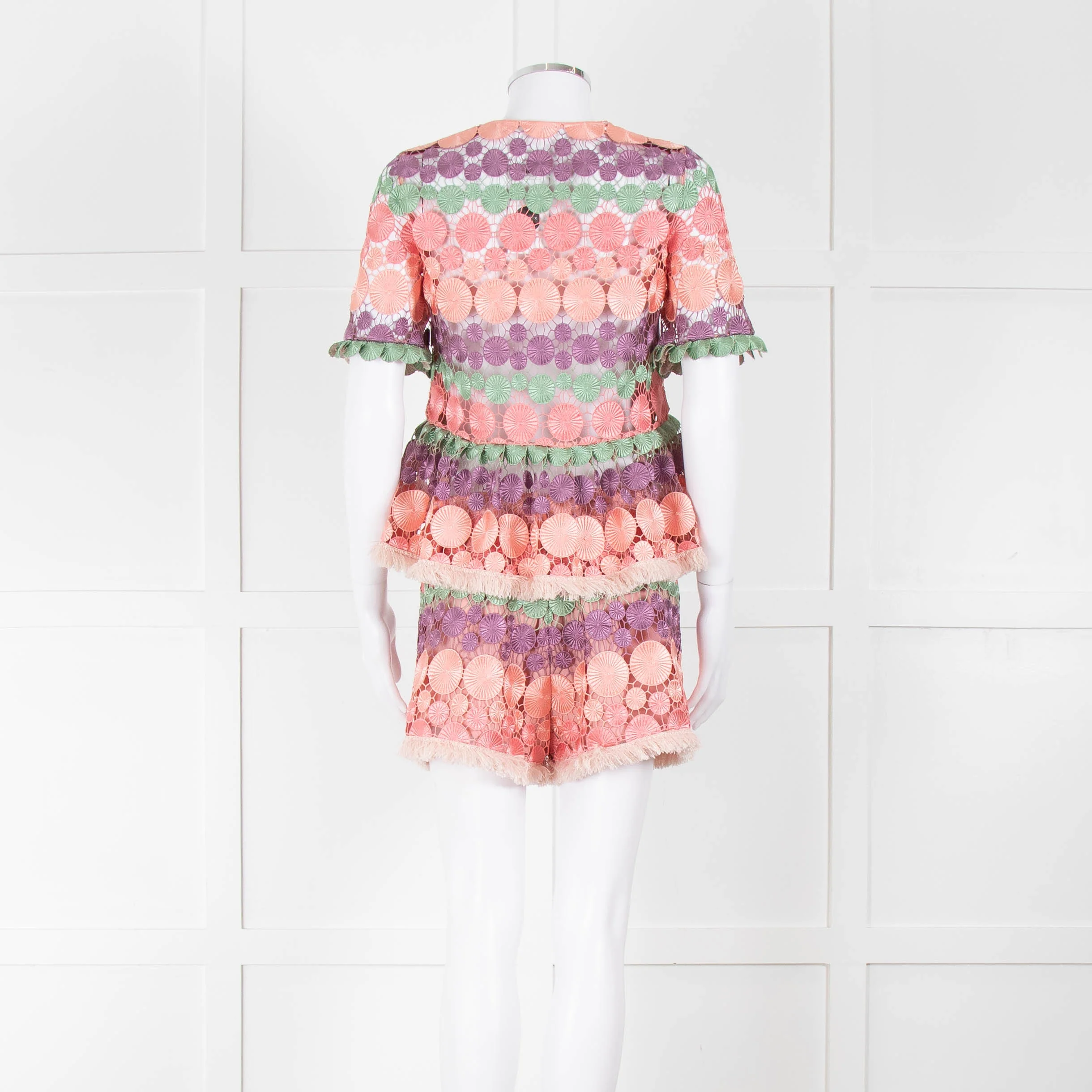 Alexis Pastel Pink Cut Out Shorts With Pink Trim Hem - Image 6