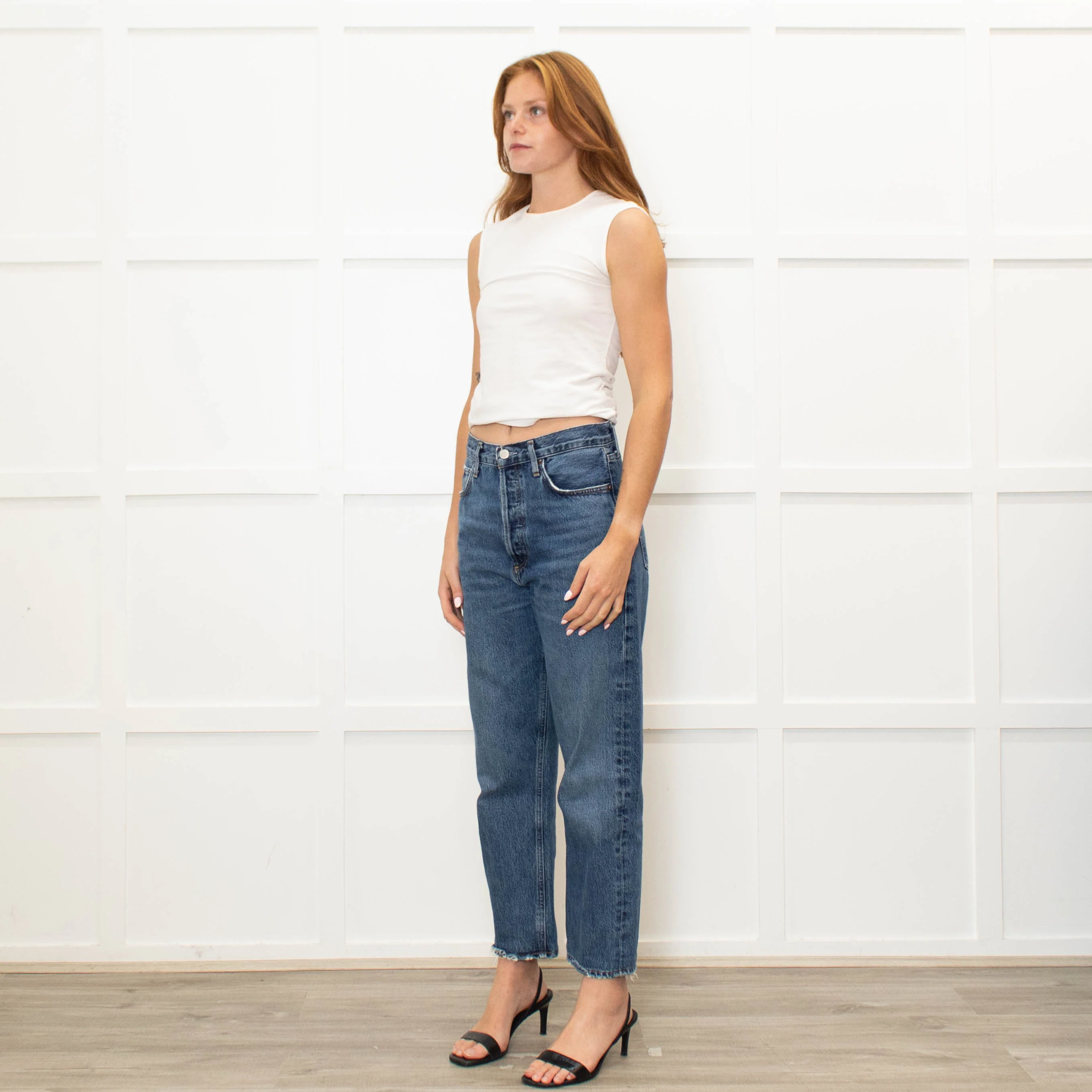 Agolde Blue High Waist Straight Leg Jeans - Image 3