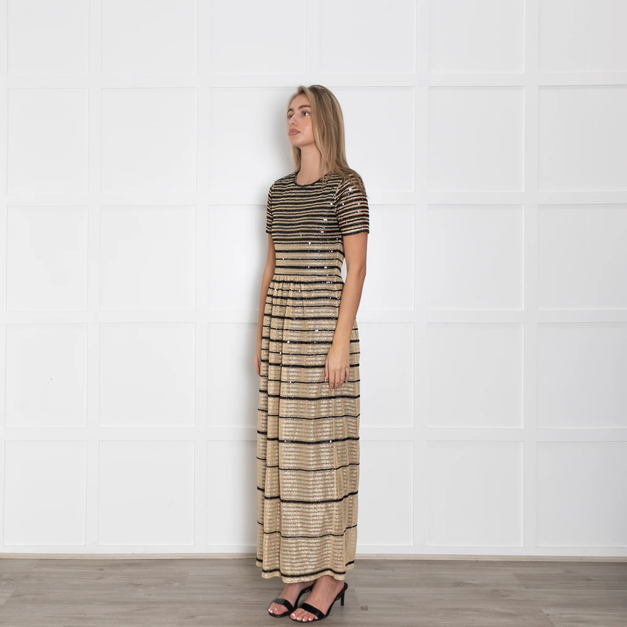 Alice by Temperley Gold Black Sequin Maxi Dress - Image 3