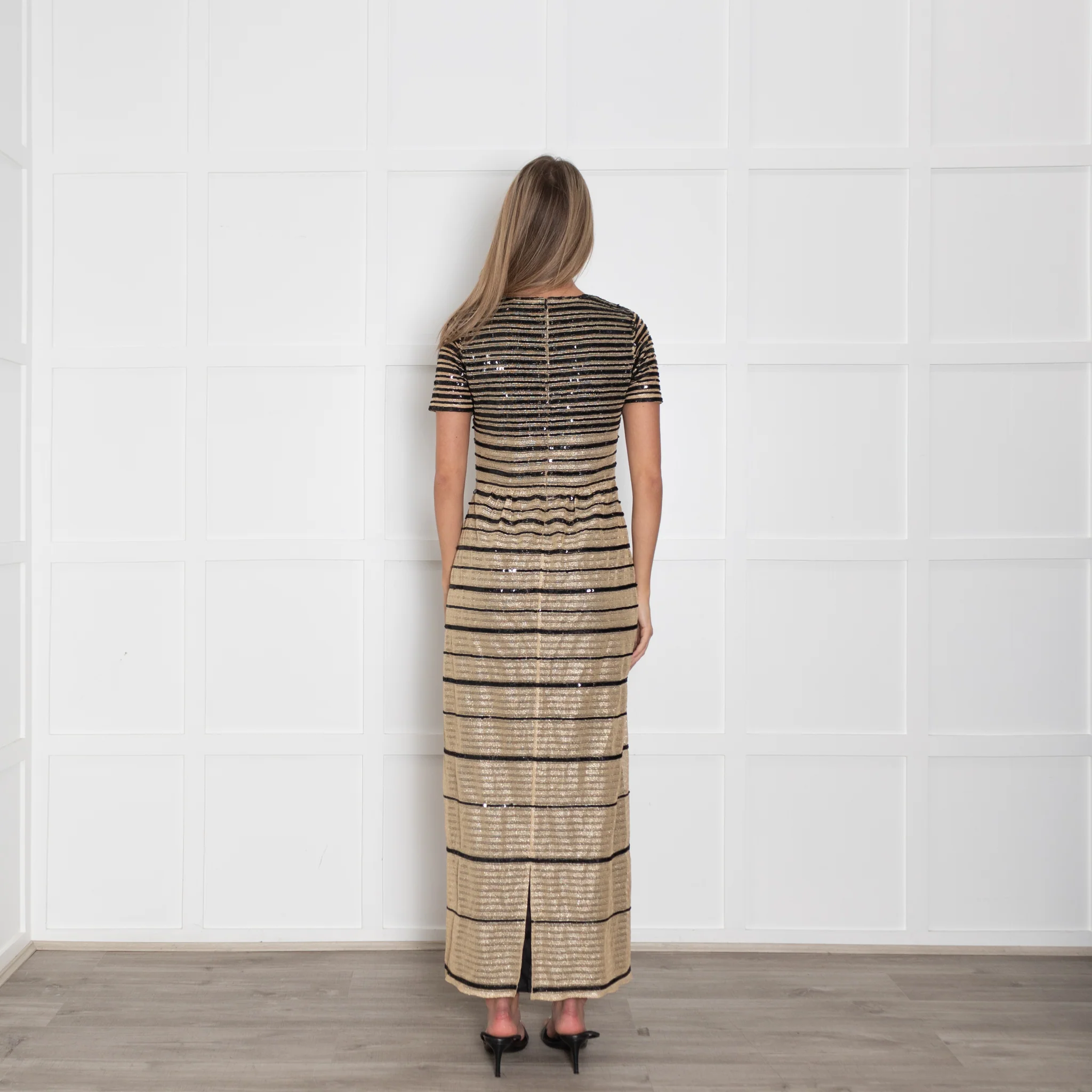 Alice by Temperley Gold Black Sequin Maxi Dress - Image 4