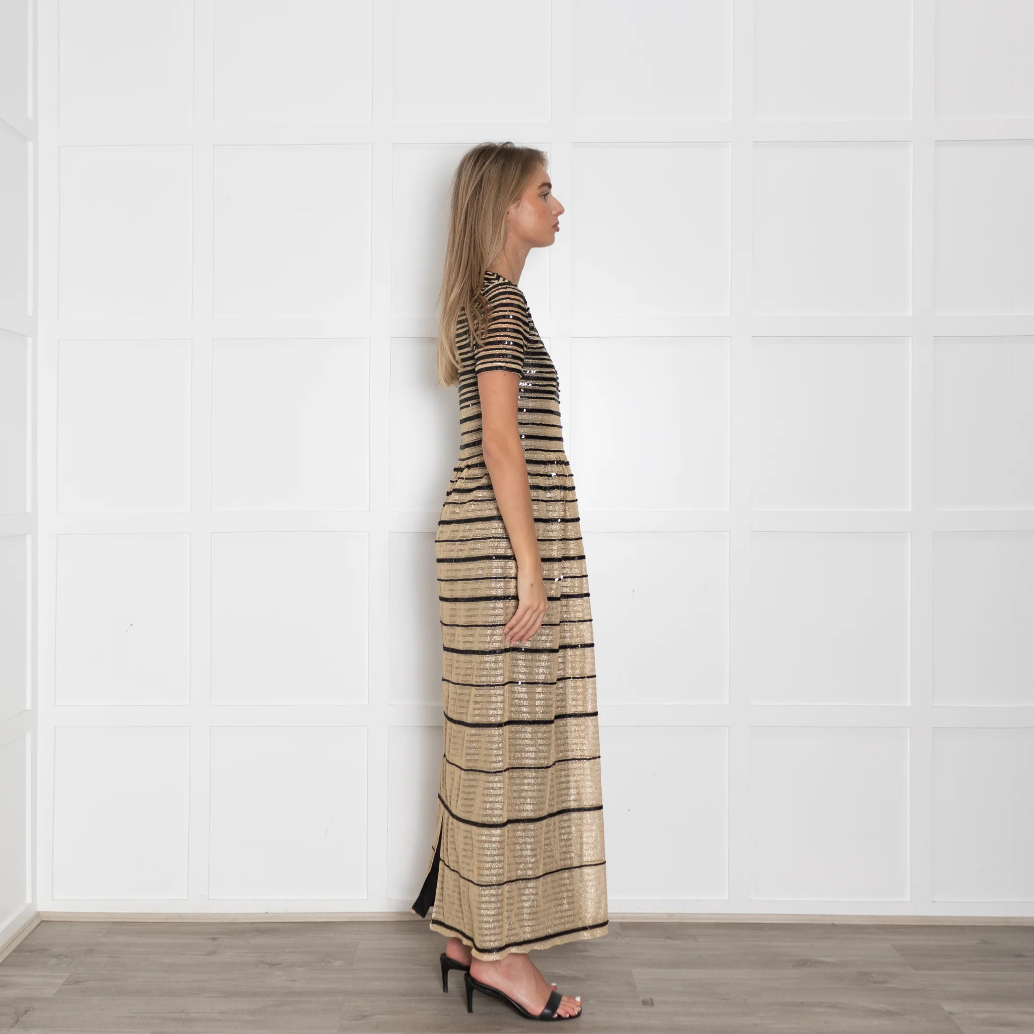 Alice by Temperley Gold Black Sequin Maxi Dress - Image 5