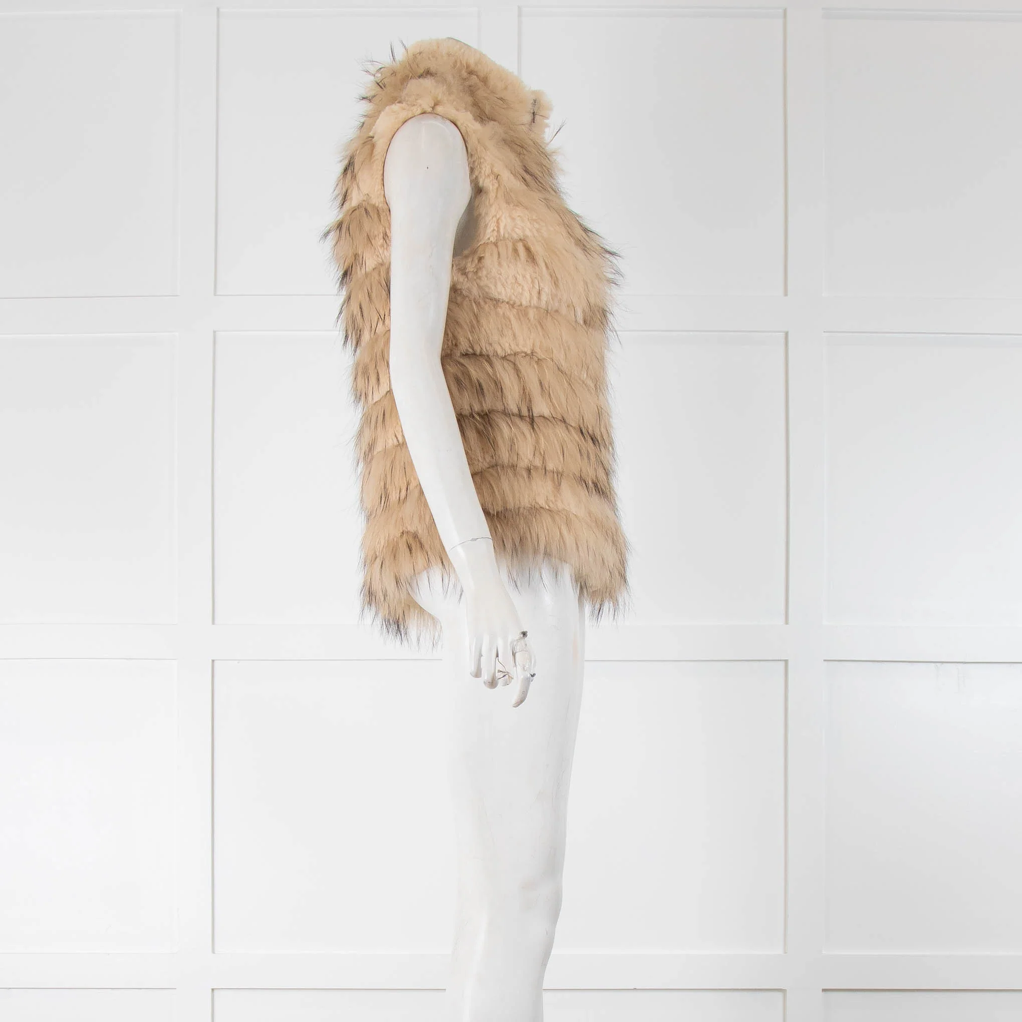 Alice + Olivia beige Fur Zip Up Gilet - Image 2