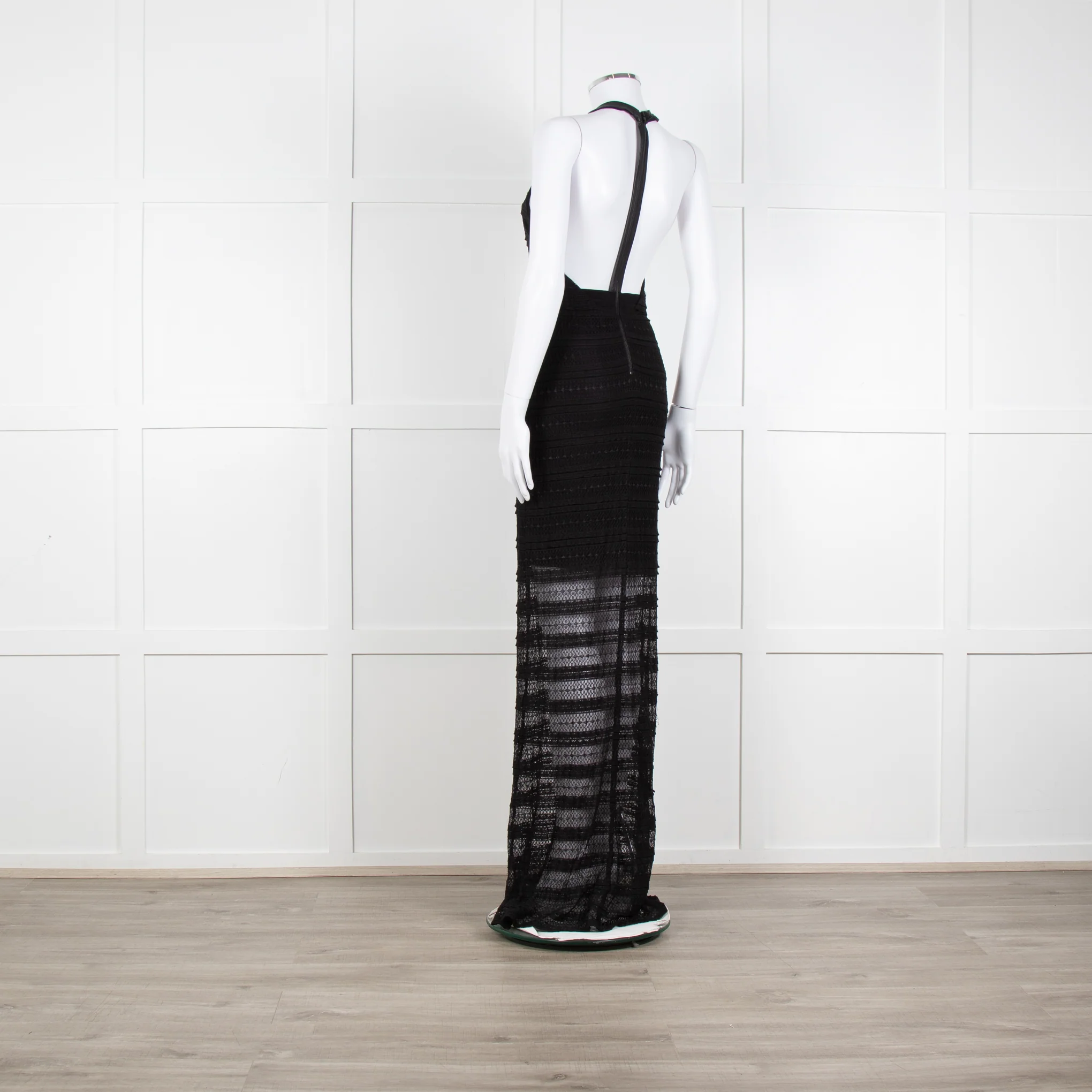 Alice + Olivia Black Lace Halter Maxi Dress - Image 4