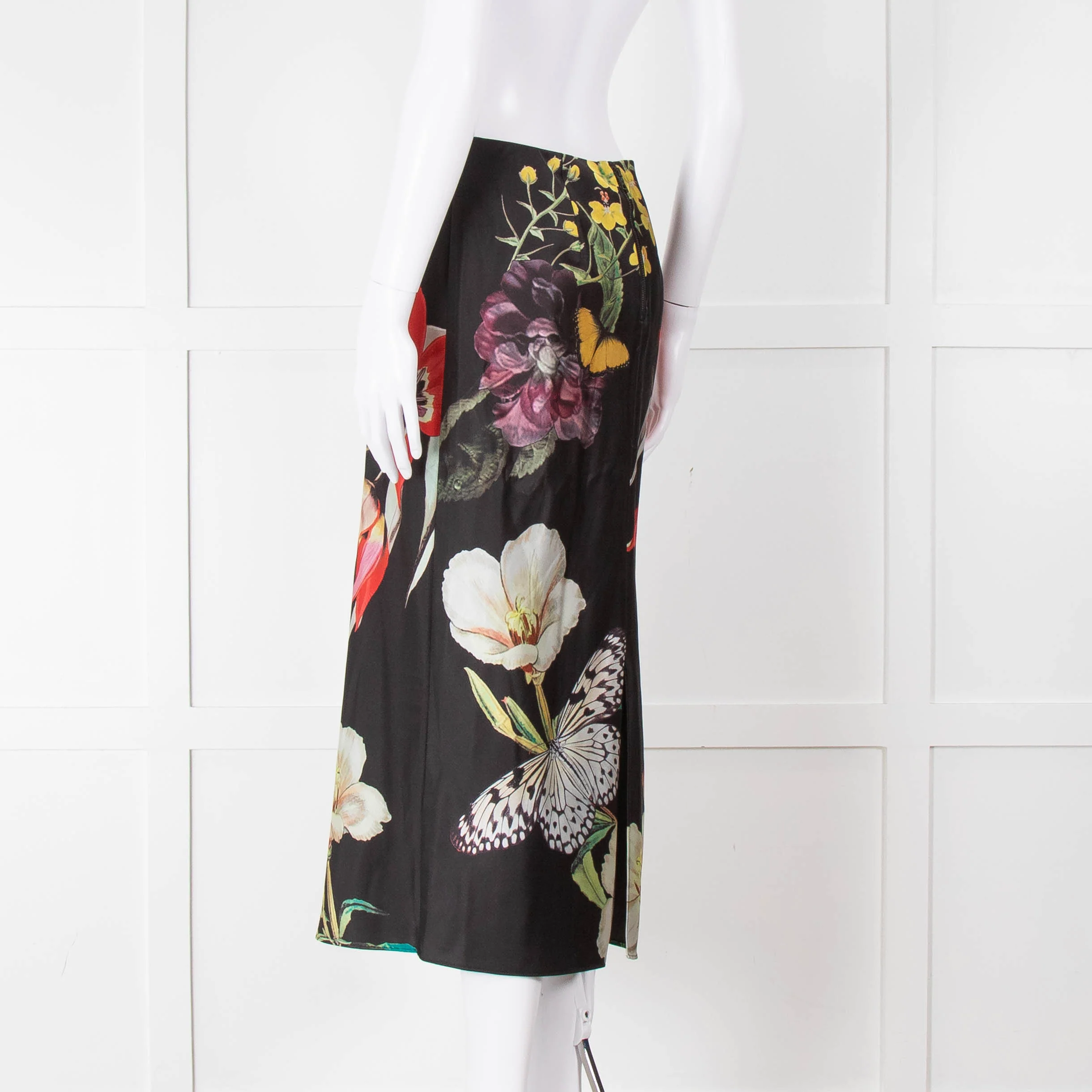 Alice + Olivia Black Large Floral Midi Skirt - Image 6