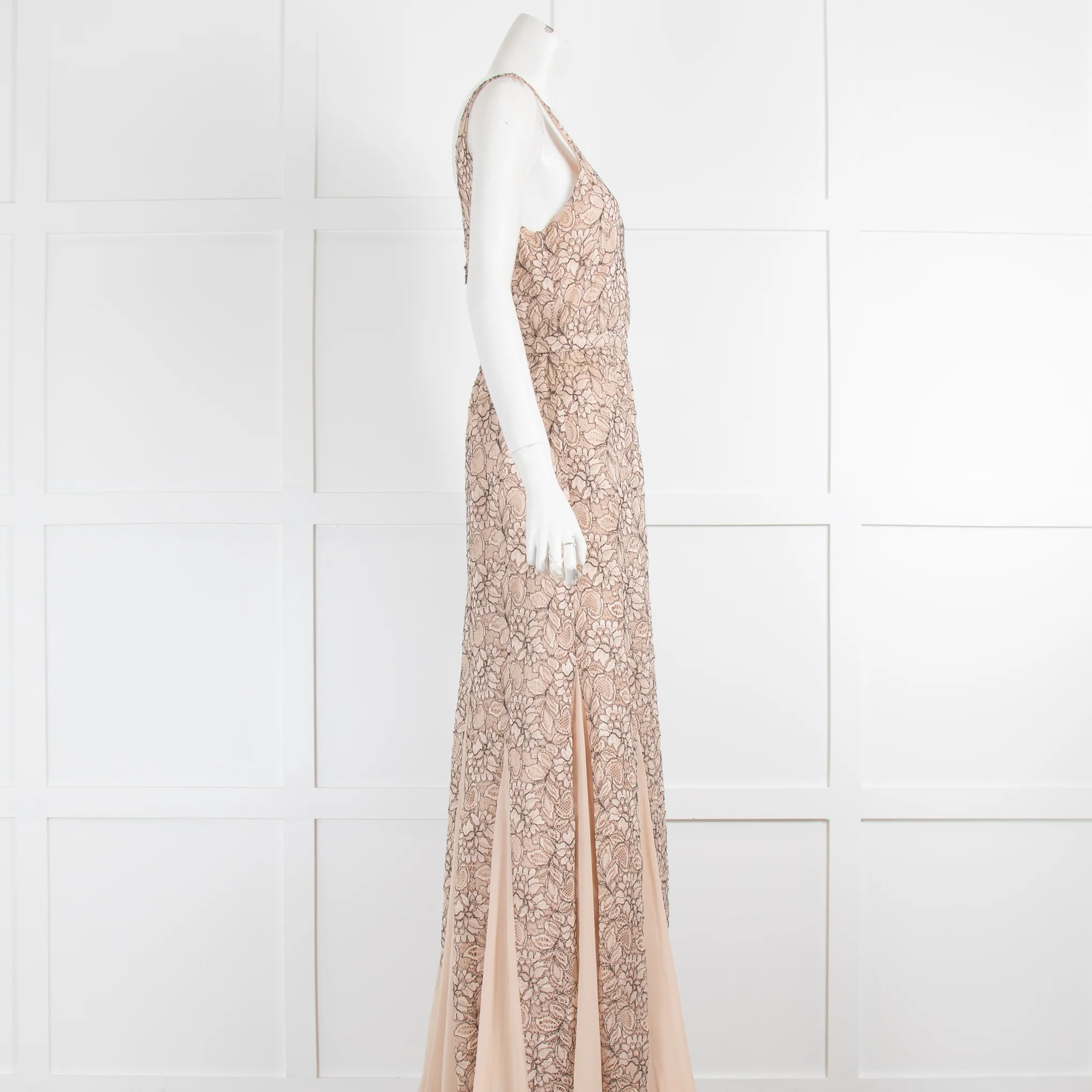 Alice & Olivia Black & Nude Lace Maxi Dress - Image 2