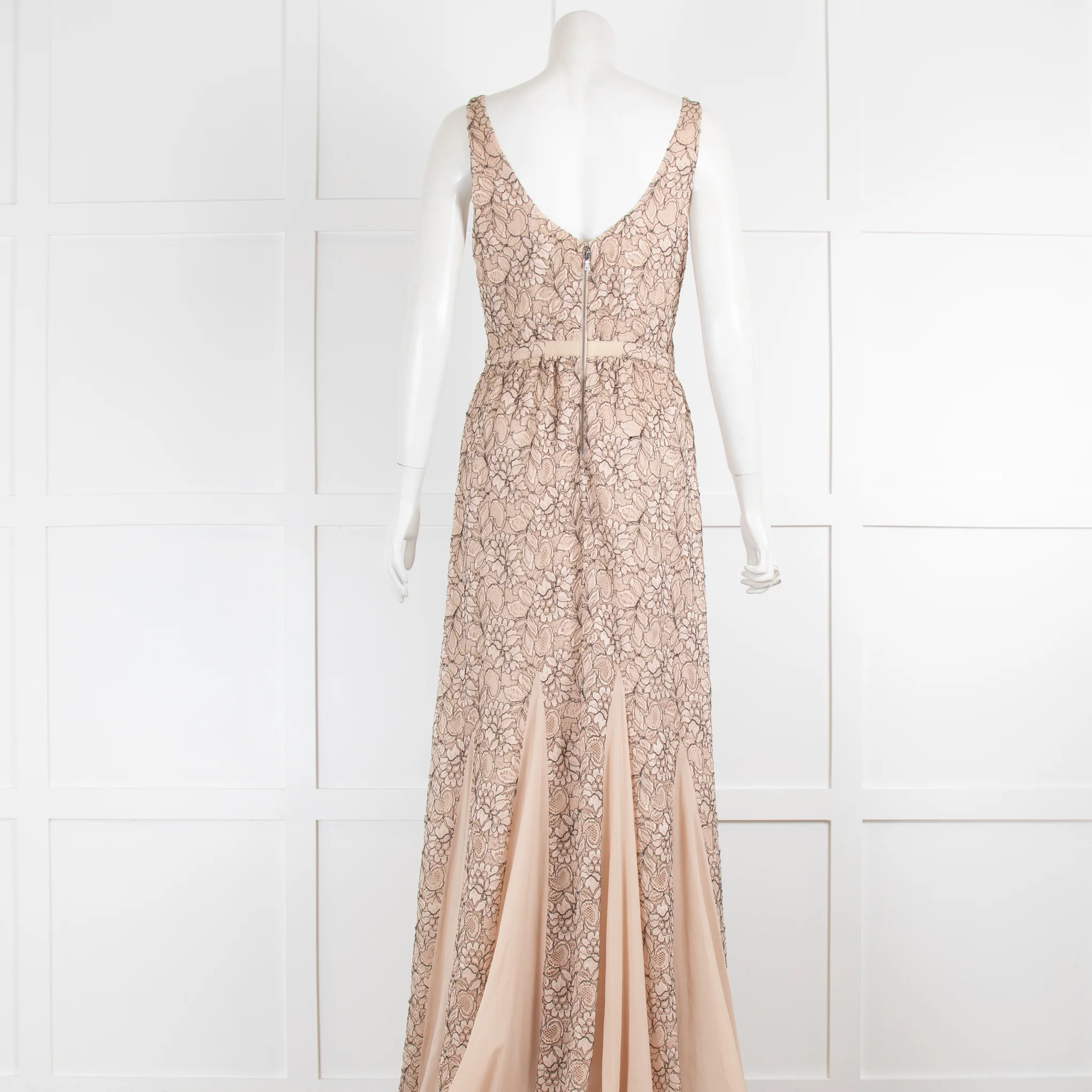 Alice & Olivia Black & Nude Lace Maxi Dress - Image 3