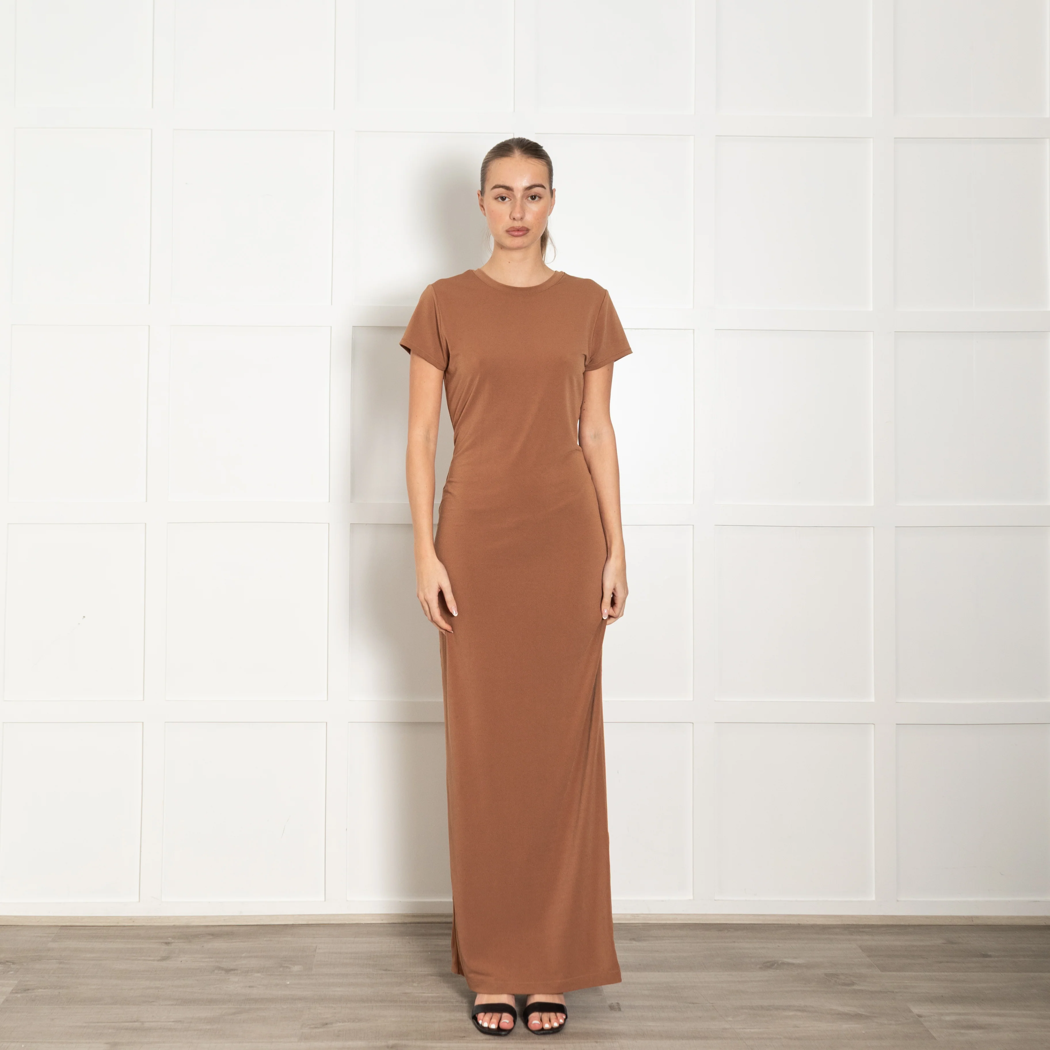Alice + Olivia Camel Crepe T-shirt Dress
