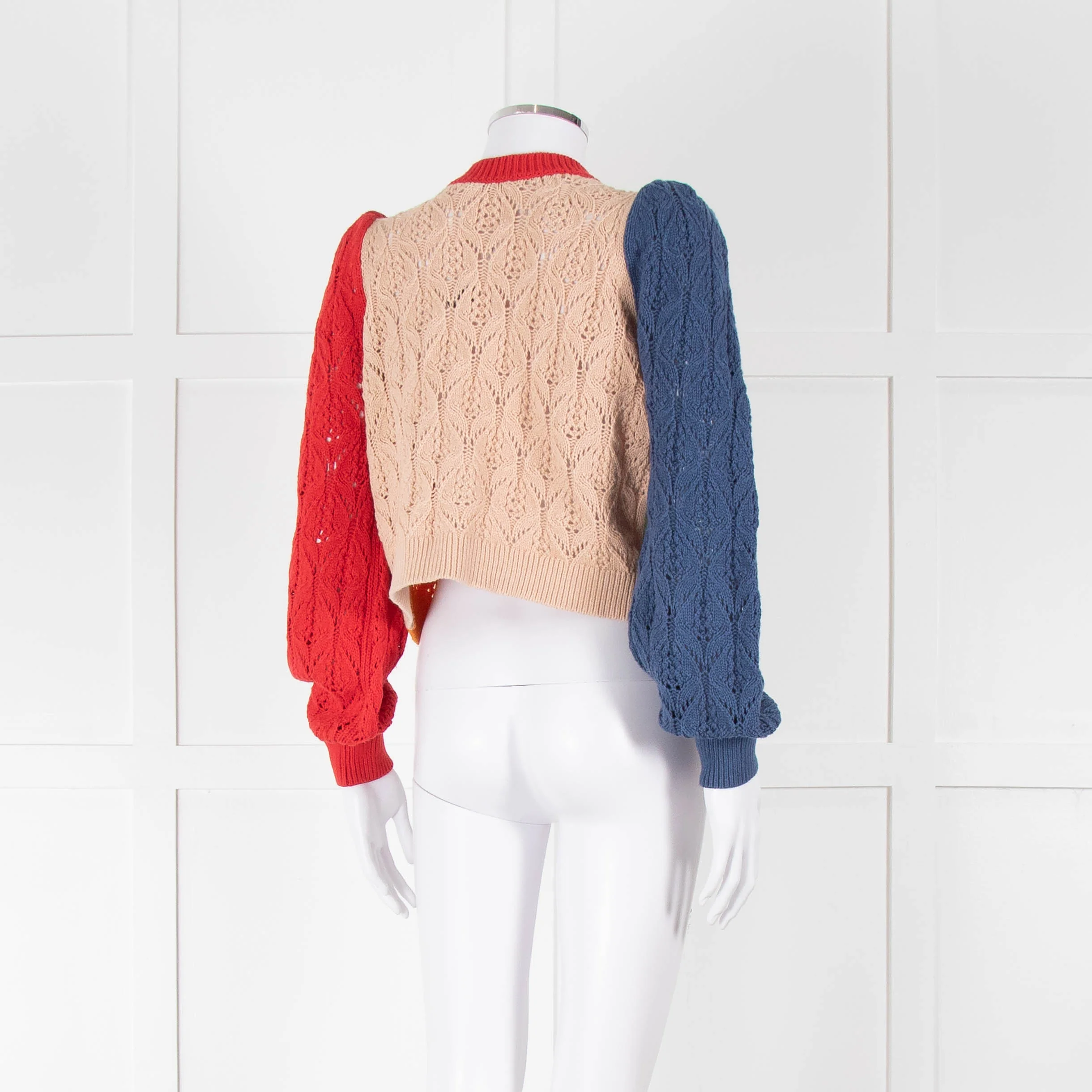 Alice + Olivia Green, Blue and Red Cotton Knit Cardigan - Image 4