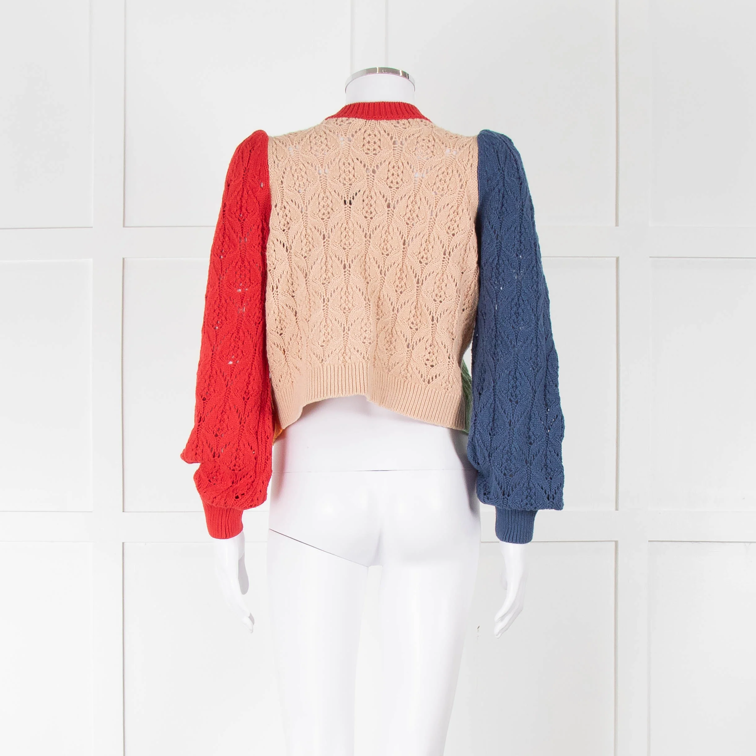 Alice + Olivia Green, Blue and Red Cotton Knit Cardigan - Image 5