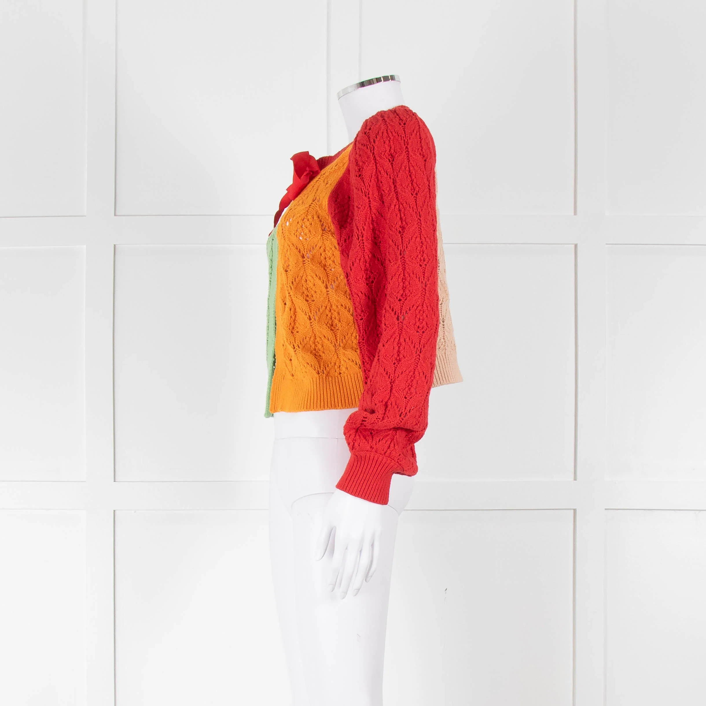 Alice + Olivia Green, Blue and Red Cotton Knit Cardigan - Image 7