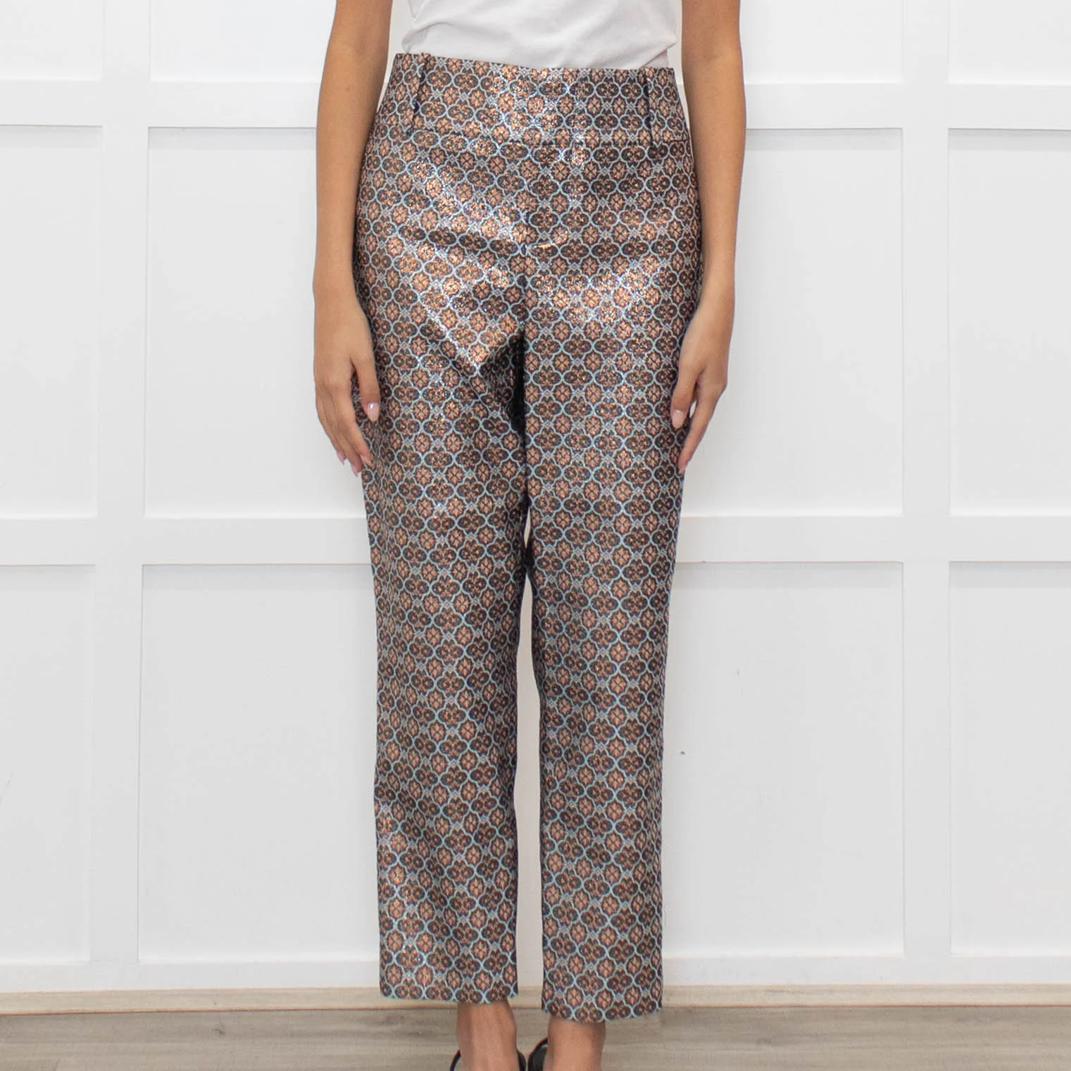 Alice + Olivia Lurex Patterned Ciagrette Trousers - Image 2