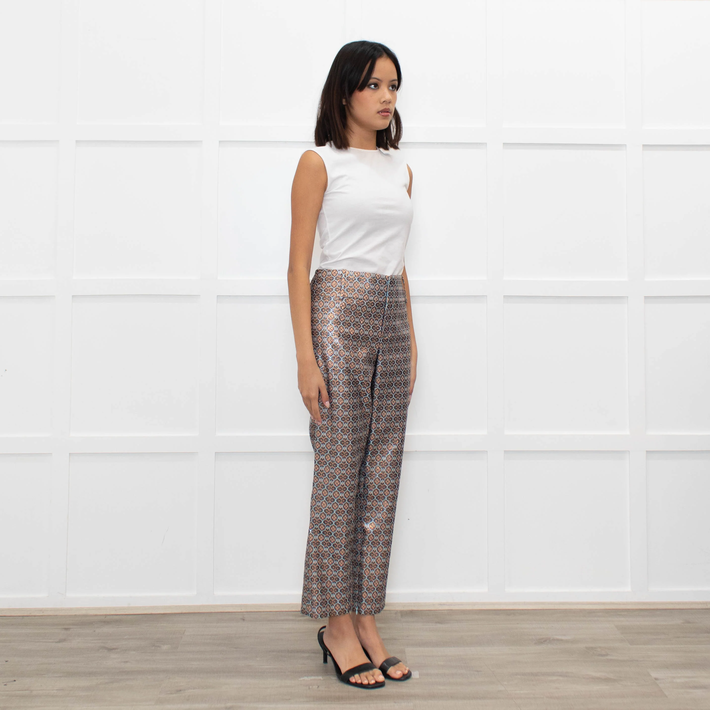 Alice + Olivia Lurex Patterned Ciagrette Trousers - Image 3