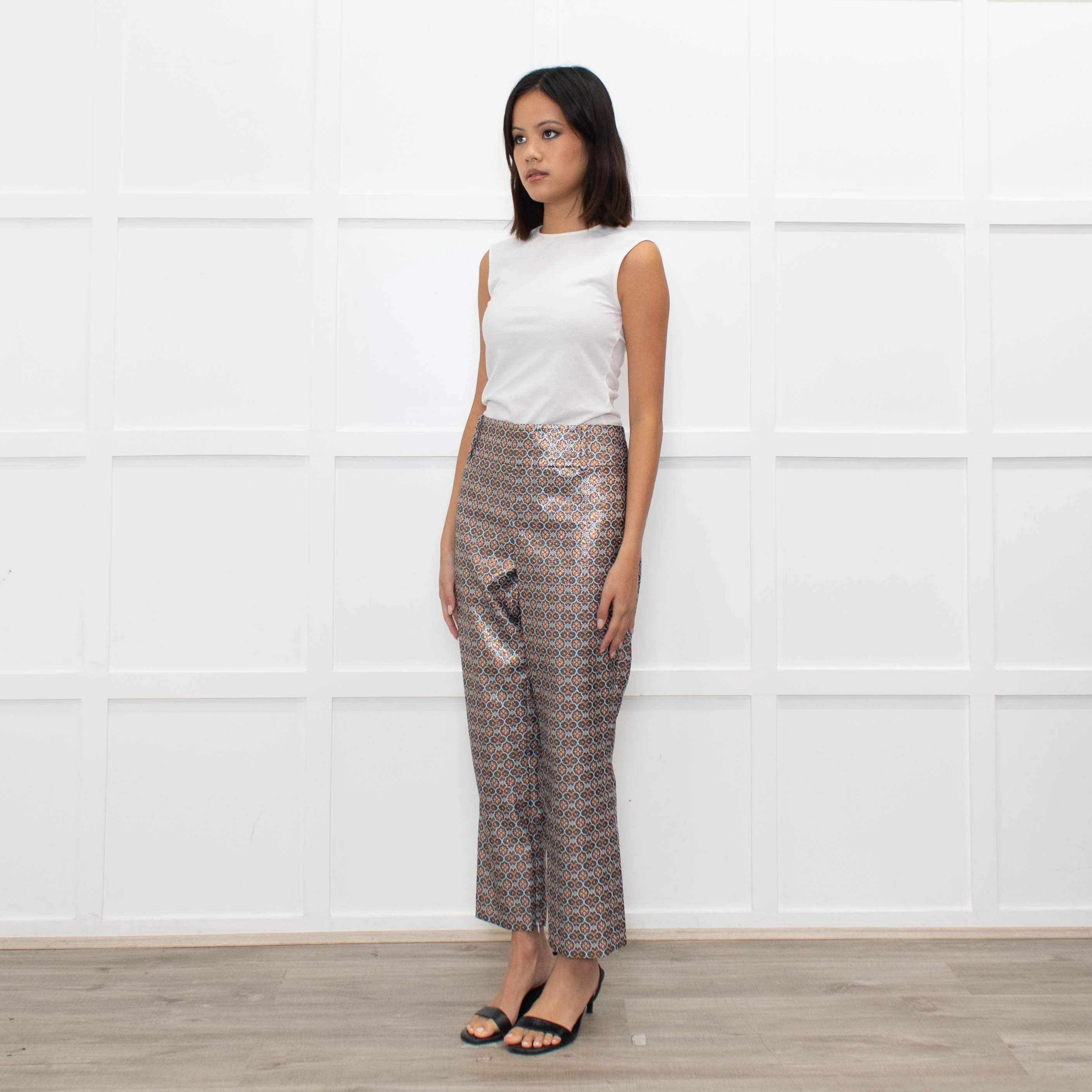Alice + Olivia Lurex Patterned Ciagrette Trousers - Image 4