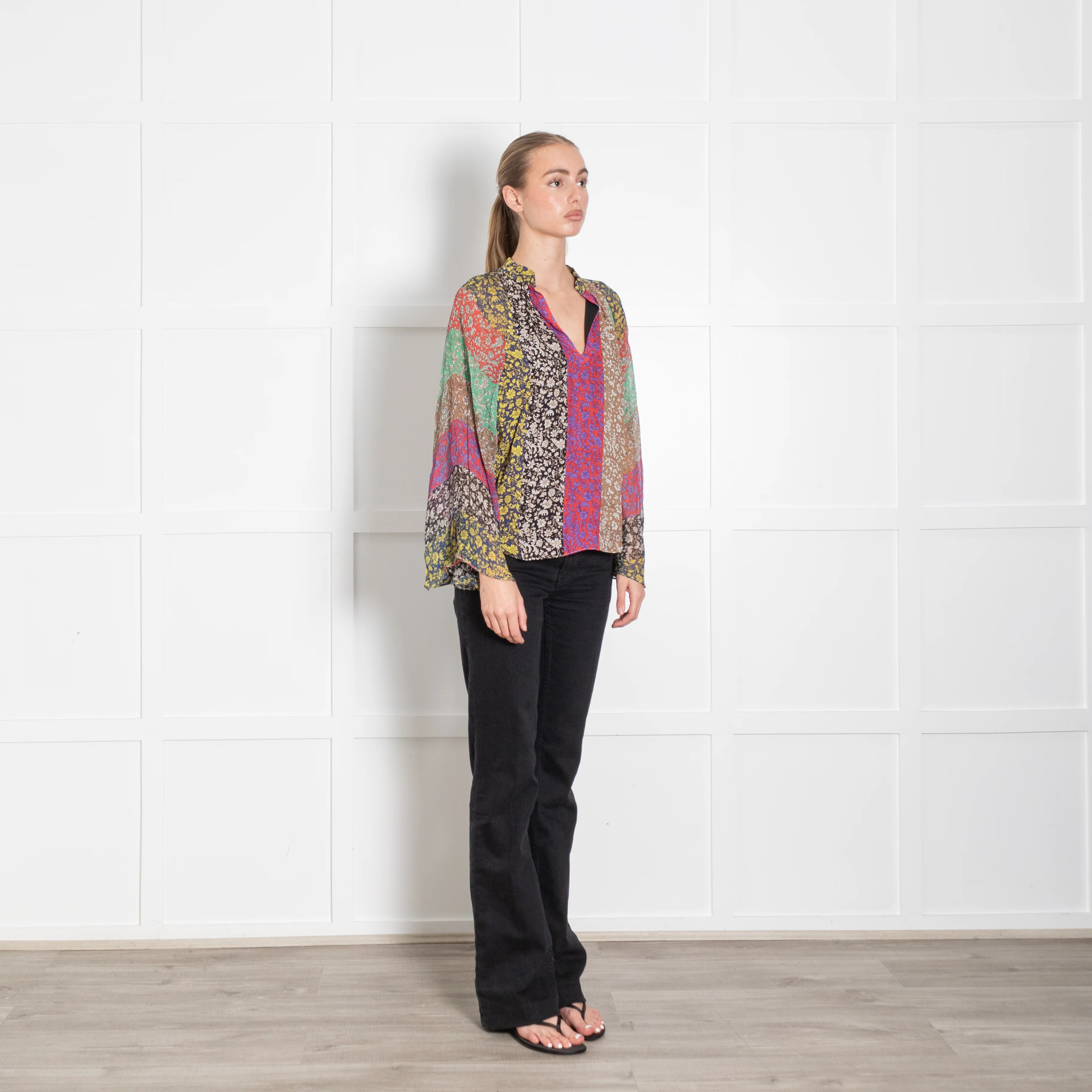 Alice + Olivia Multicolour Floral Bell Sleeve Top - Image 7