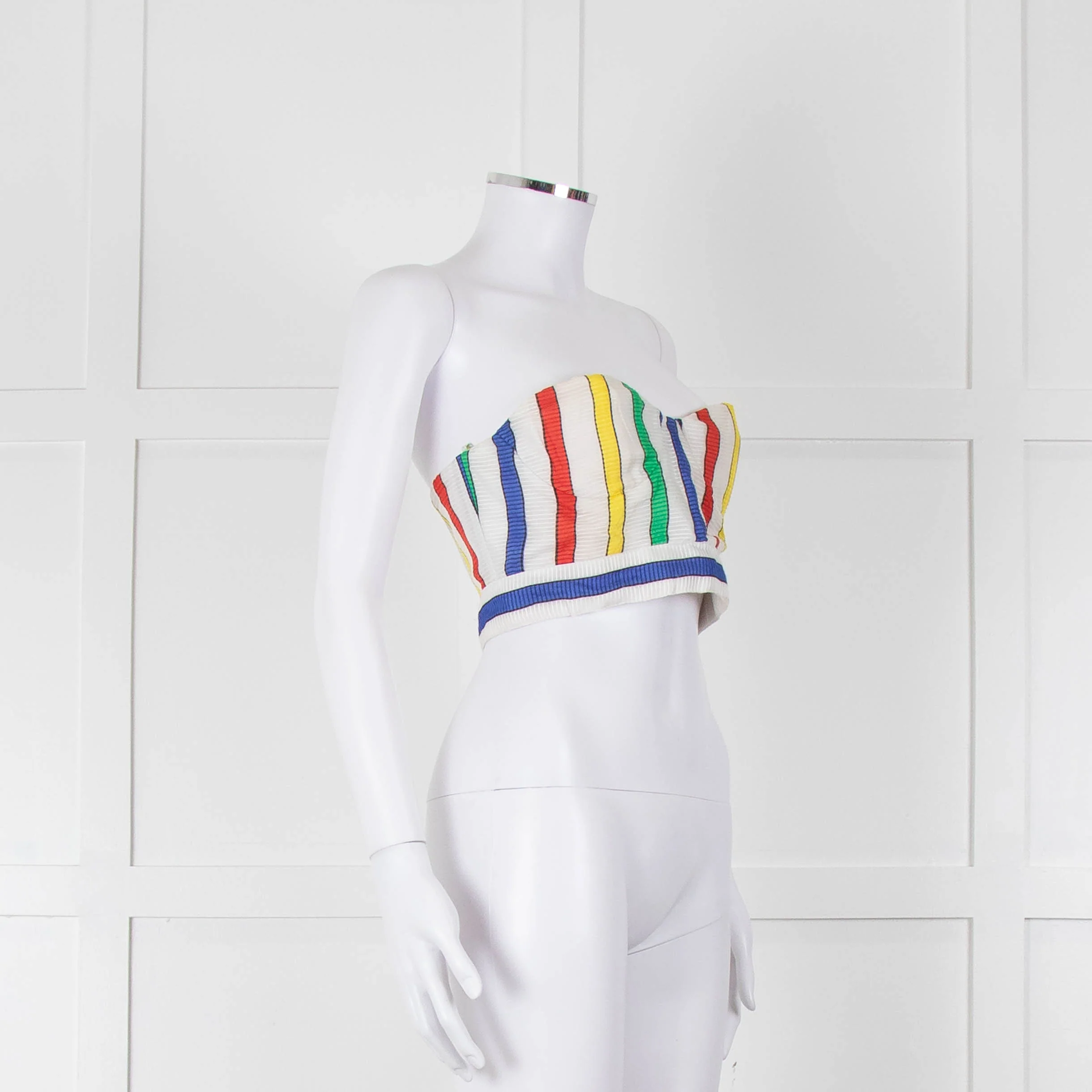 Alice + Olivia White Red Yellow Striped Bralet Top - Image 2