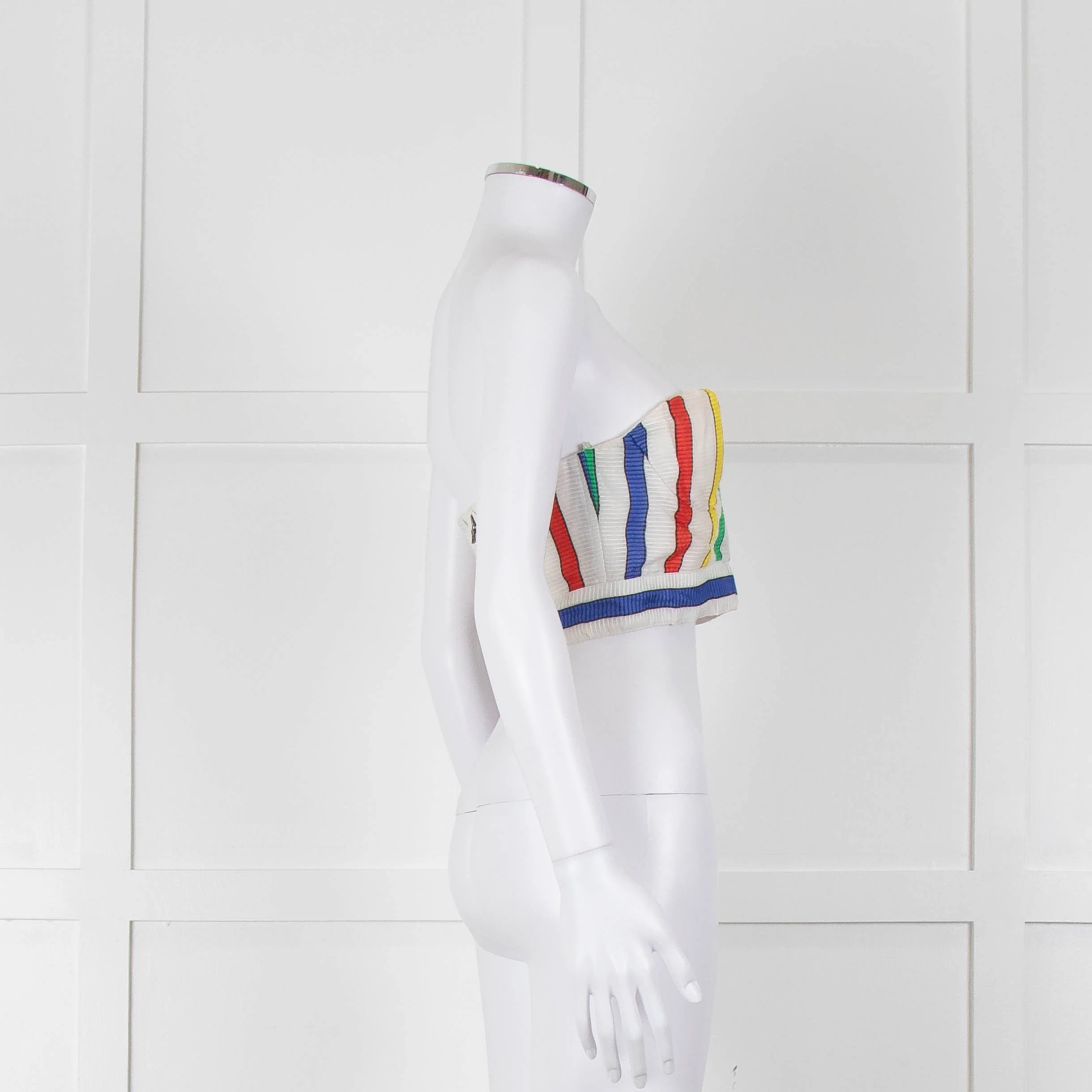 Alice + Olivia White Red Yellow Striped Bralet Top - Image 3
