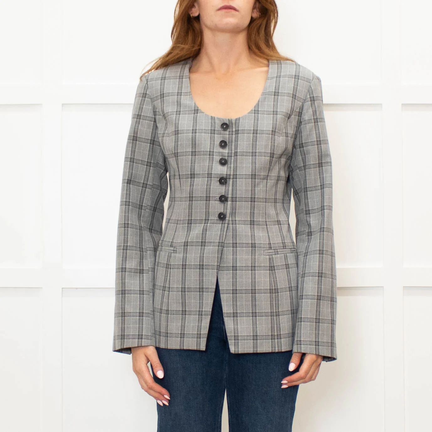 Aligne Check Waisted Scoop Blazer - Image 2
