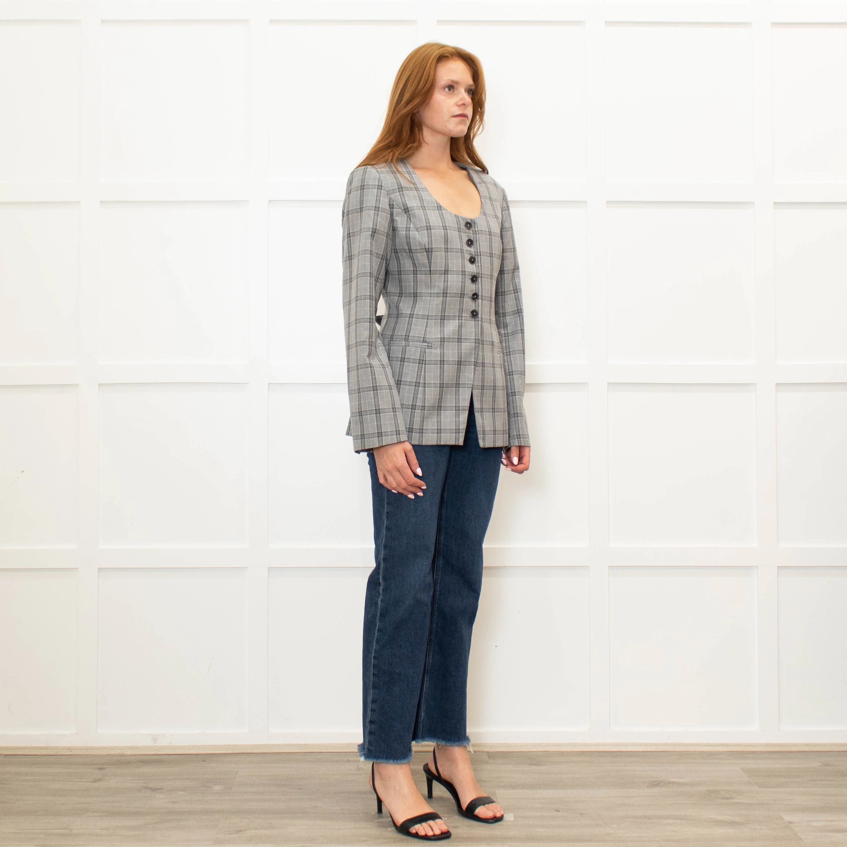 Aligne Check Waisted Scoop Blazer - Image 7