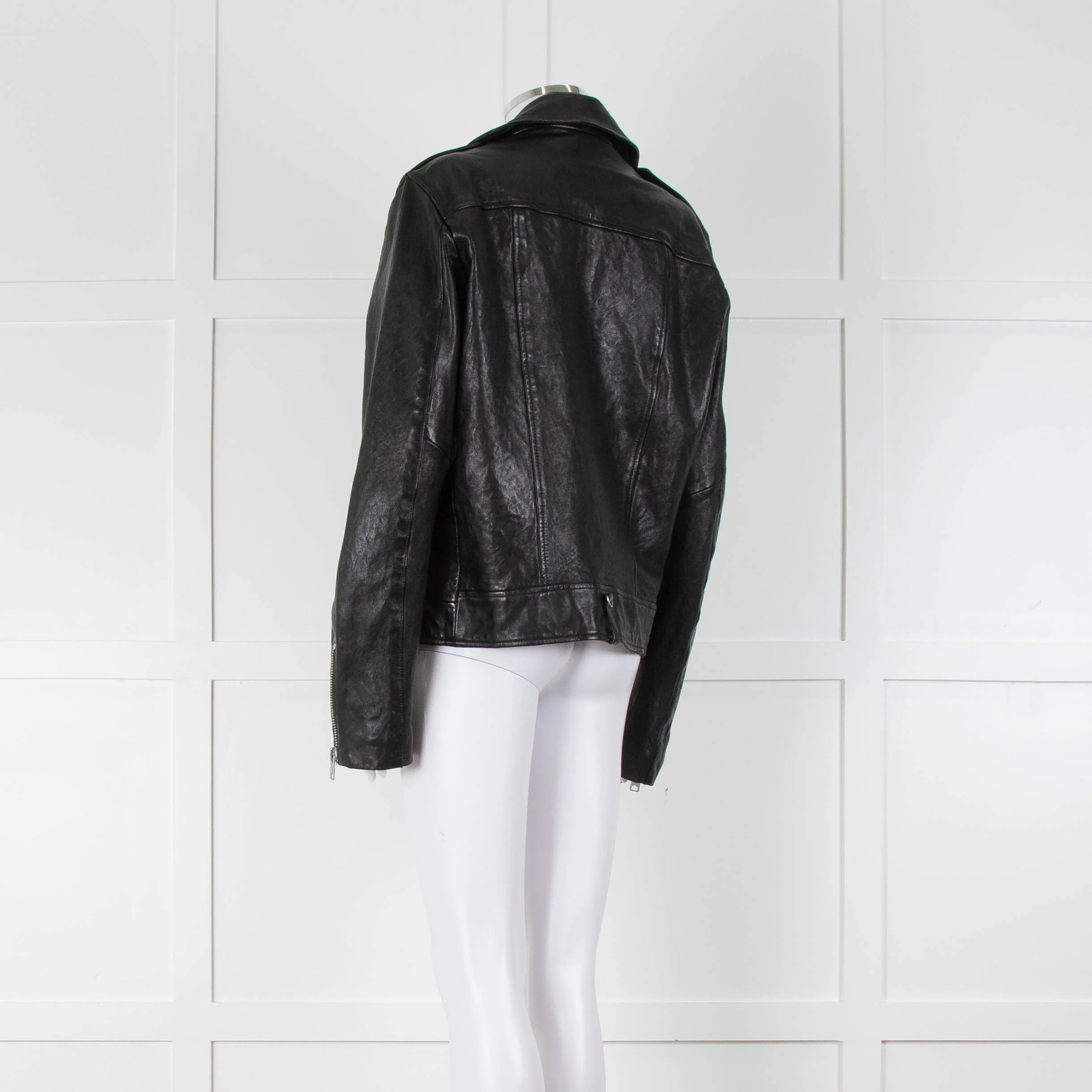 All Saints Black Sora Biker Jacket - Image 6