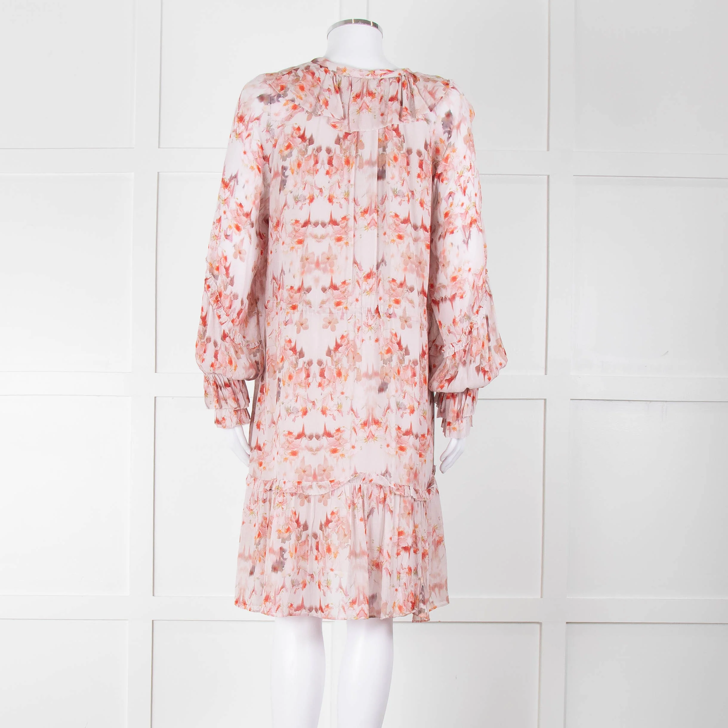 All Saints Dusty Pink Floral Frill trim Long Sleeve Dress - Image 5