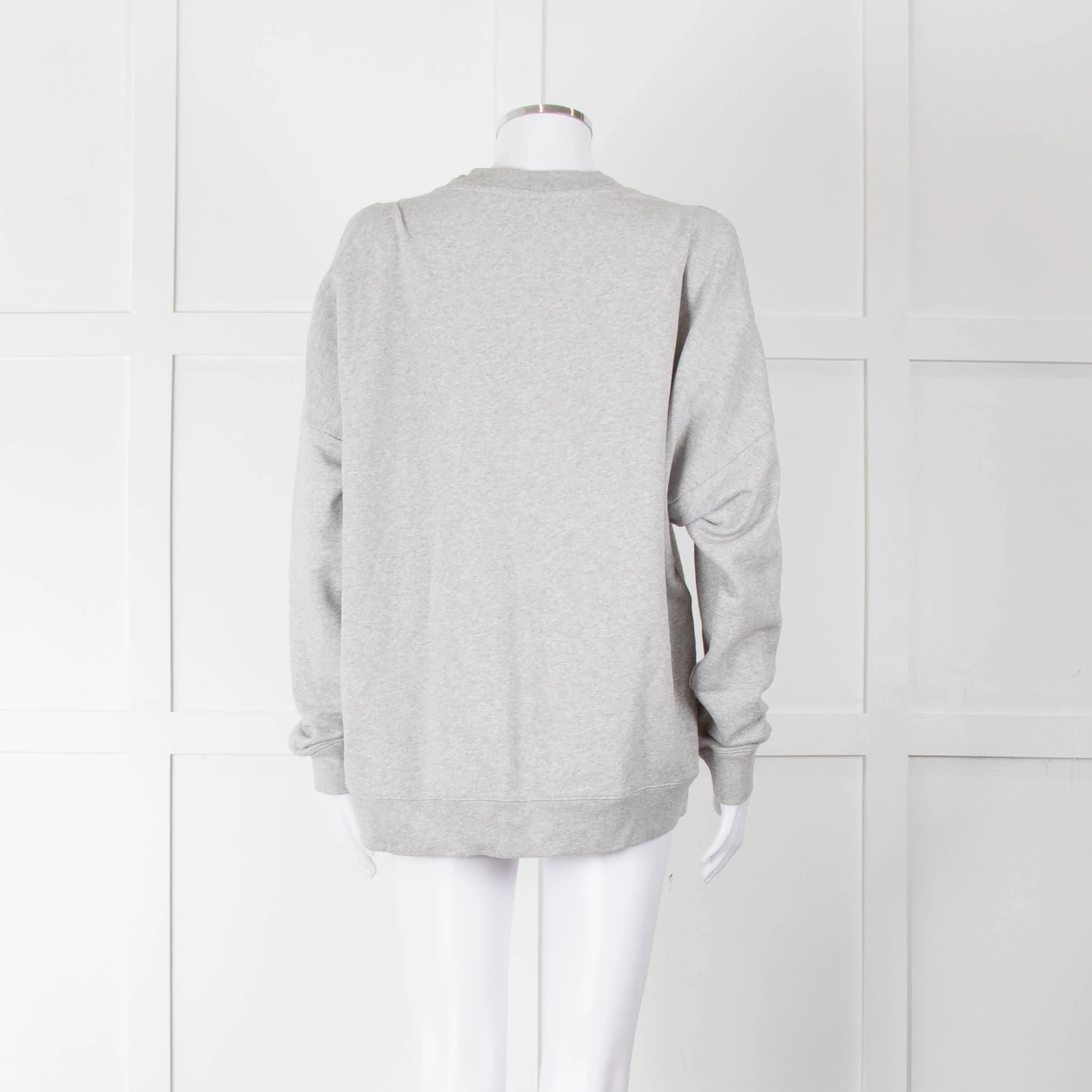 All Saints Grey Cotton Split Shoulder Detail Sweatshirt - Image 5
