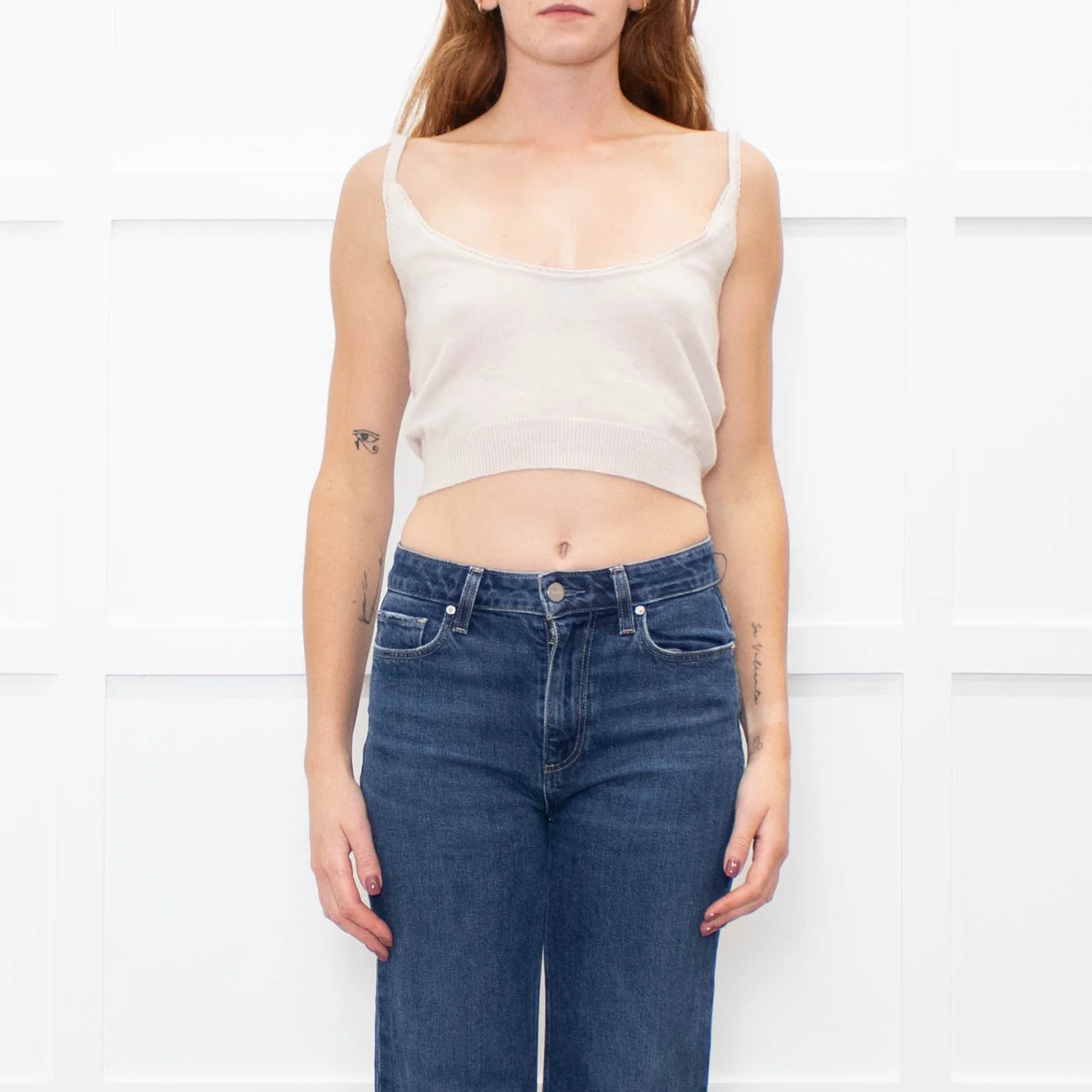 Allude Beige Cashmere Cropped Sleeveless Vest - Image 2