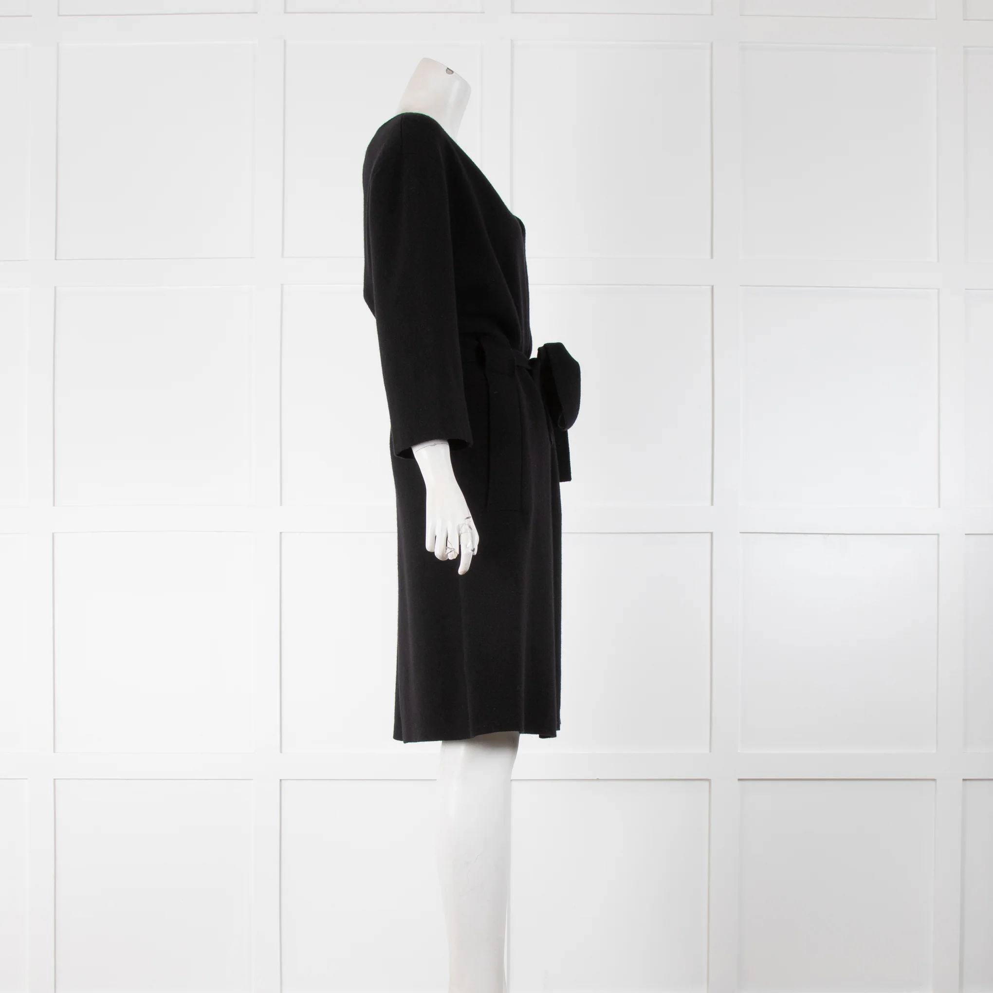 Allude Black Cashmere Long Belted Knit Cardigan Coat - Image 2