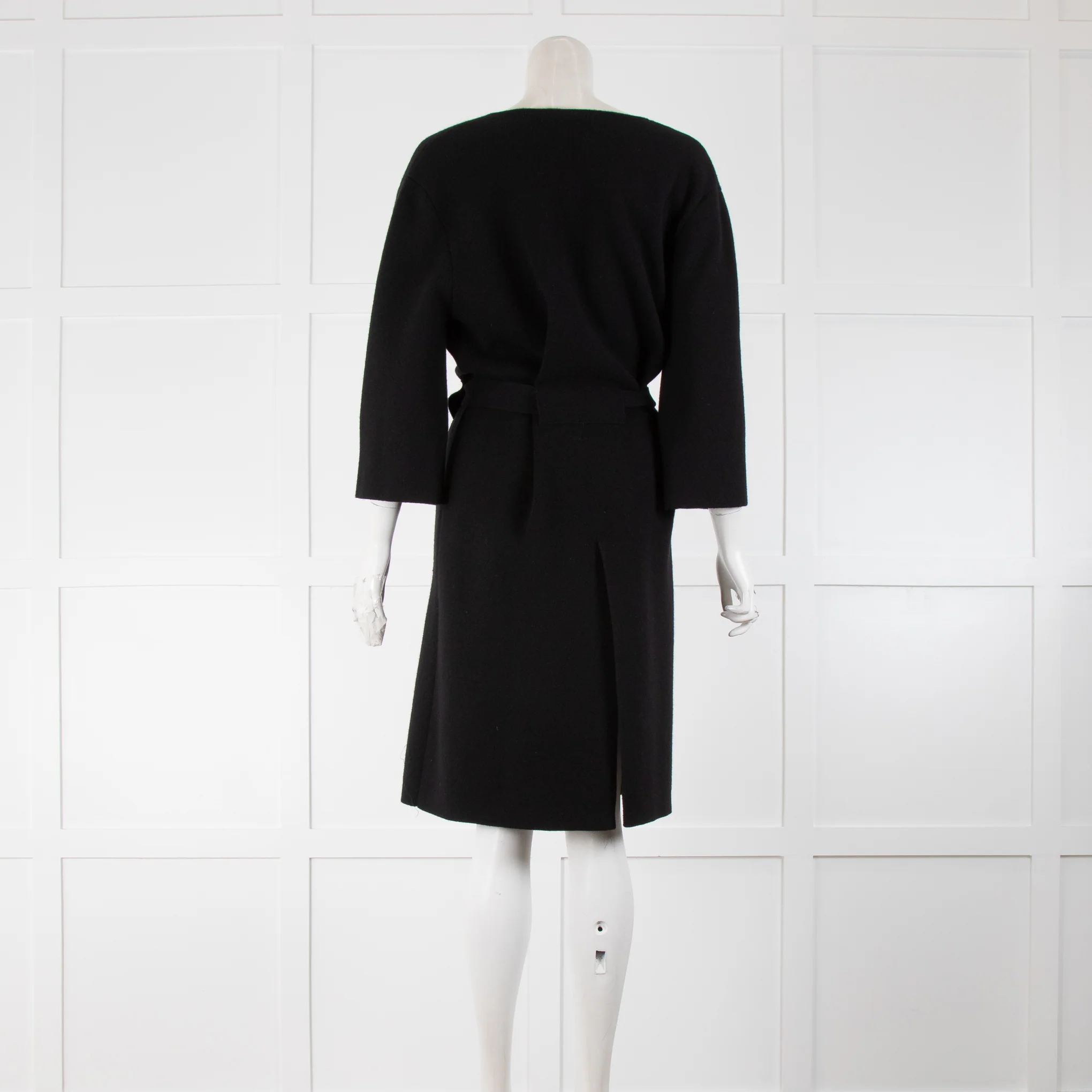 Allude Black Cashmere Long Belted Knit Cardigan Coat - Image 3