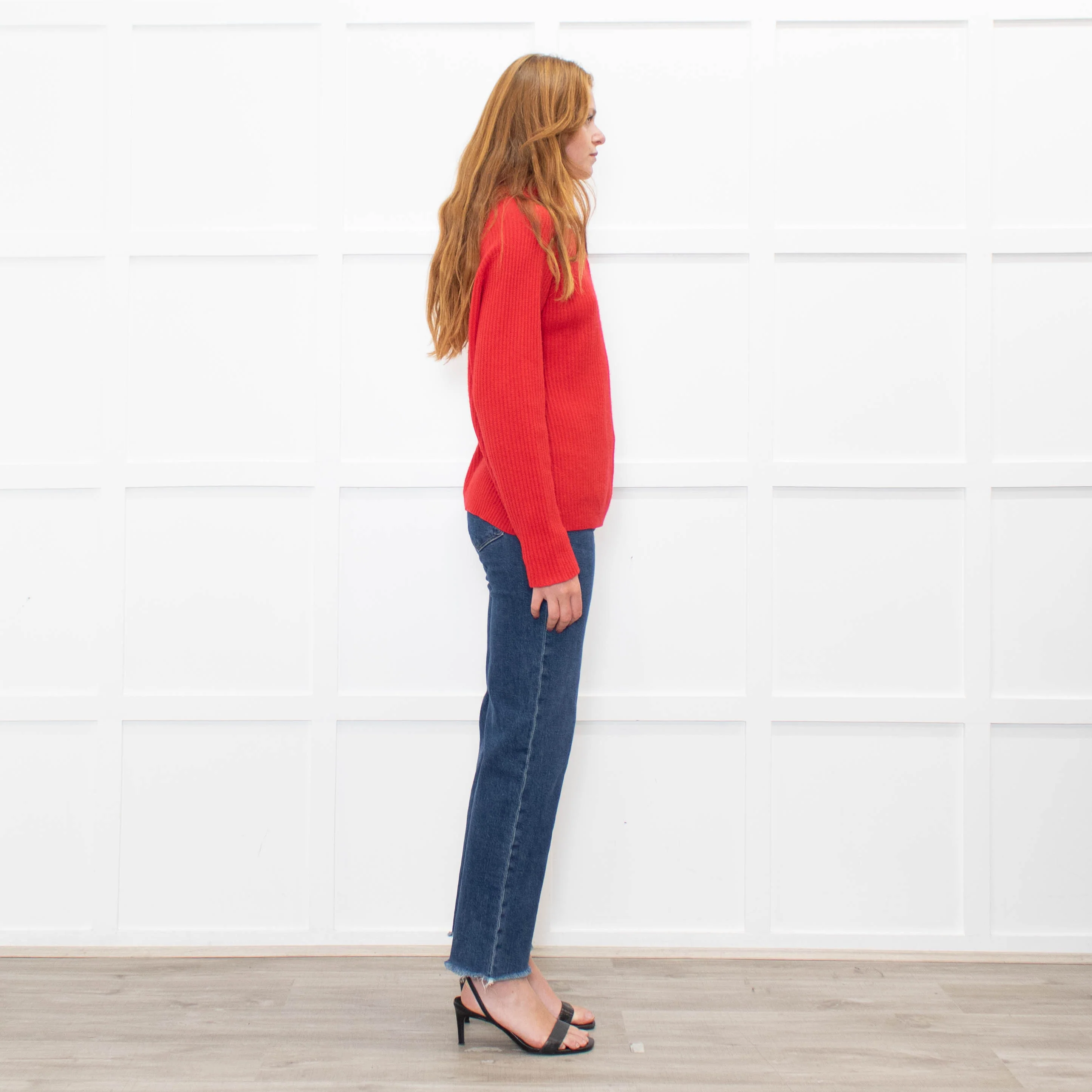 Allude Red Ribbed High Neck Cashmere Sweater - Image 6